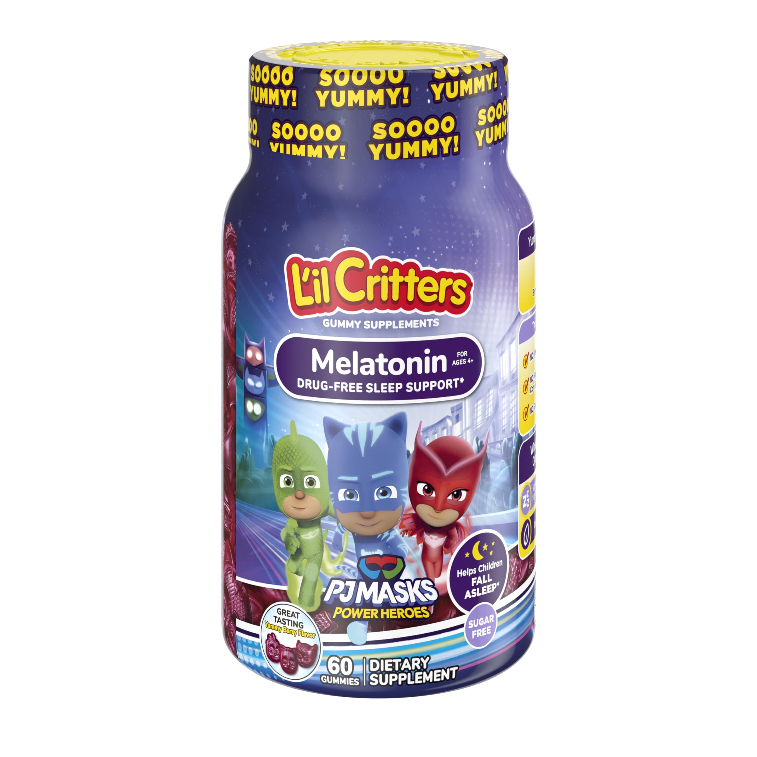 Foto 2 pulgar | Suplemento Lil Critters Pj Masks Gummy Melatonin 60 Gomitas - Venta Internacional.