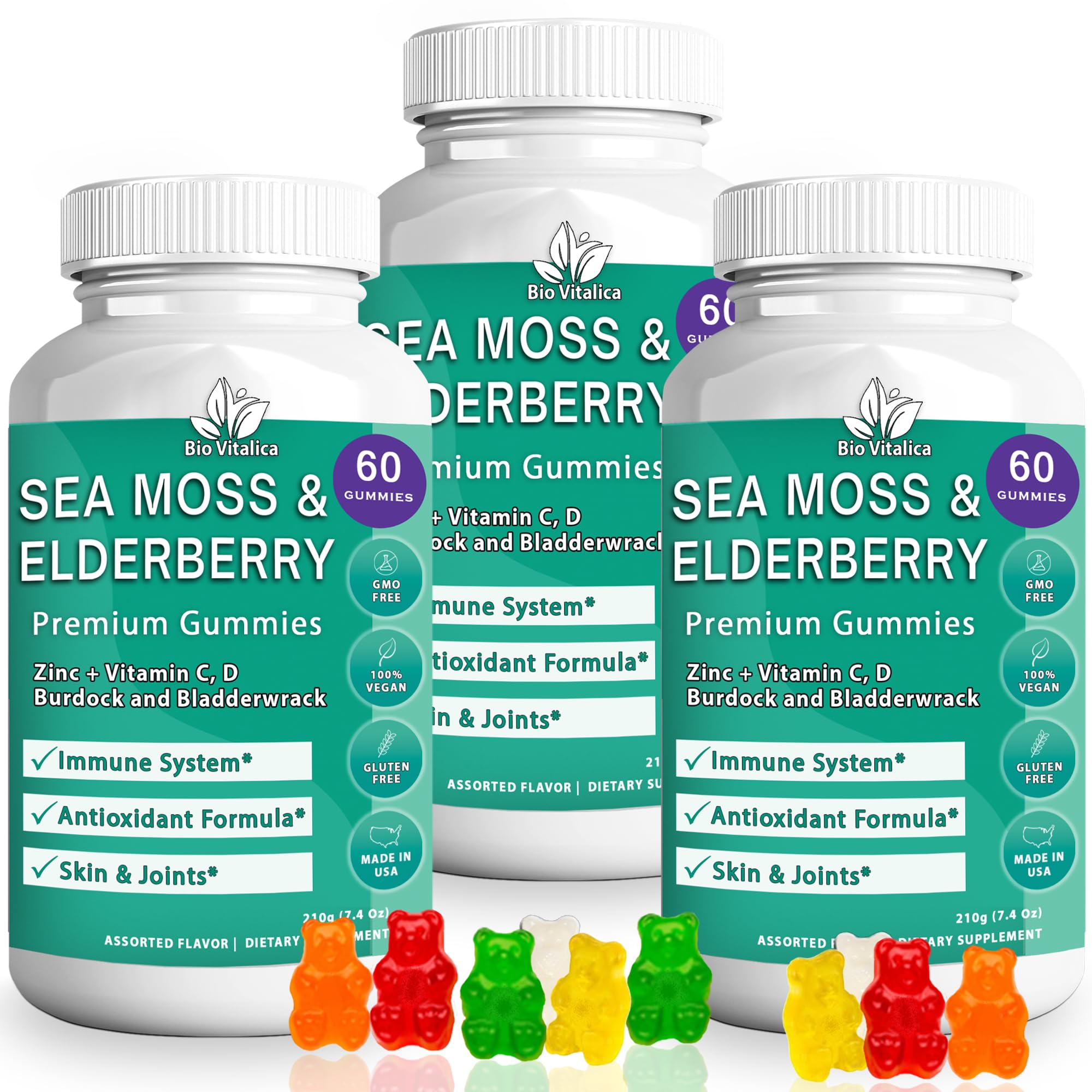 Suplemento Bio Vitalica Sea Moss Gomies Con Extracto De Saúco - Venta Internacional.