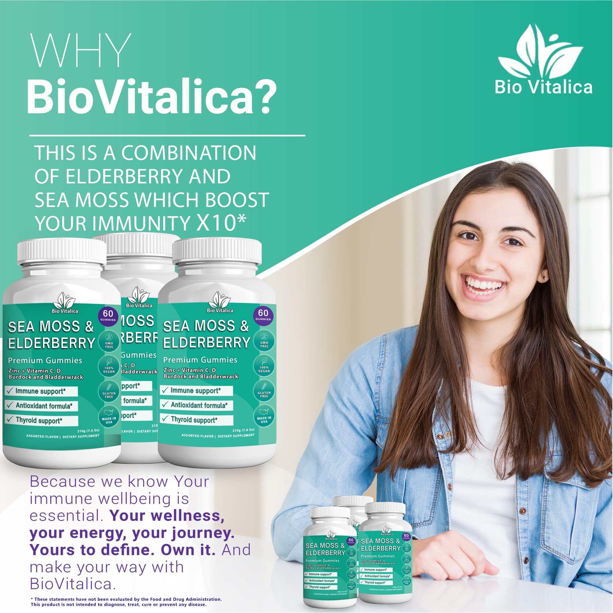 Foto 7 pulgar | Suplemento Bio Vitalica Sea Moss Gomies Con Extracto De Saúco - Venta Internacional.