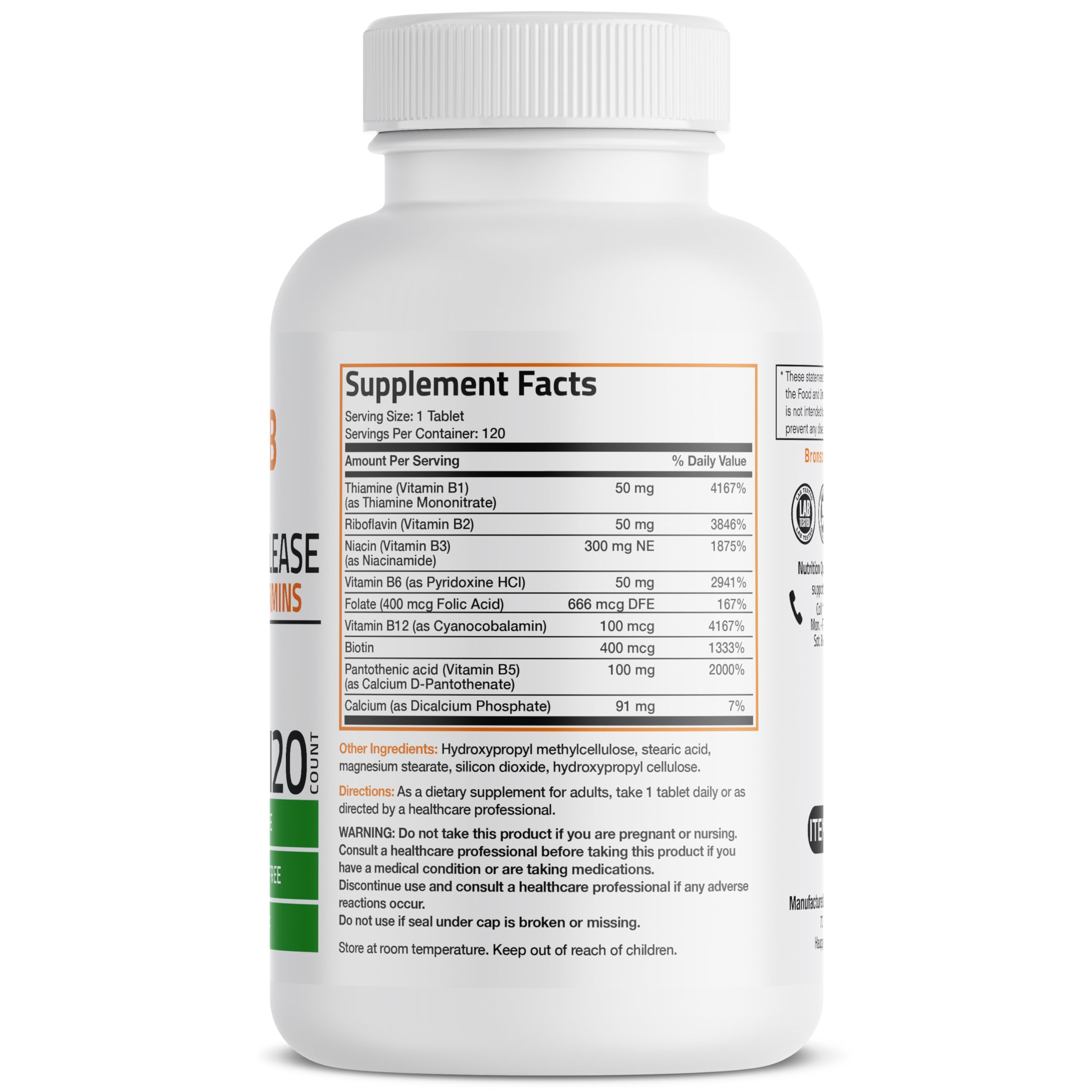 Foto 3 pulgar | Suplemento Bronson Super B Vitamina B Complex 120 Comprimidos - Venta Internacional.