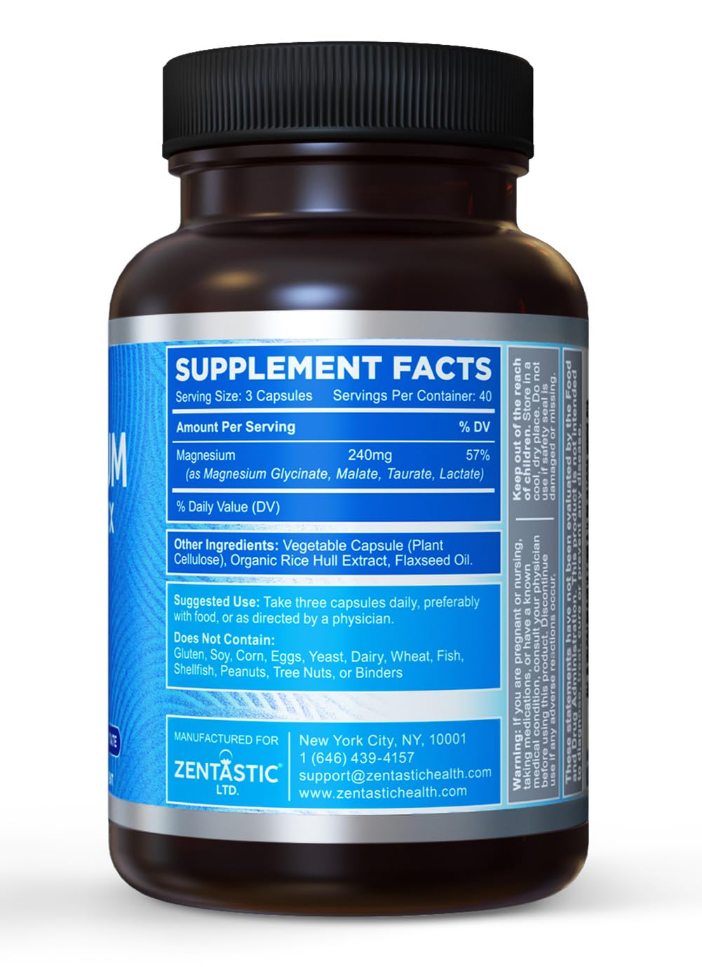 Foto 7 | Suplemento Zentastic Magnesium Complex 120 Cápsulas - Venta Internacional.
