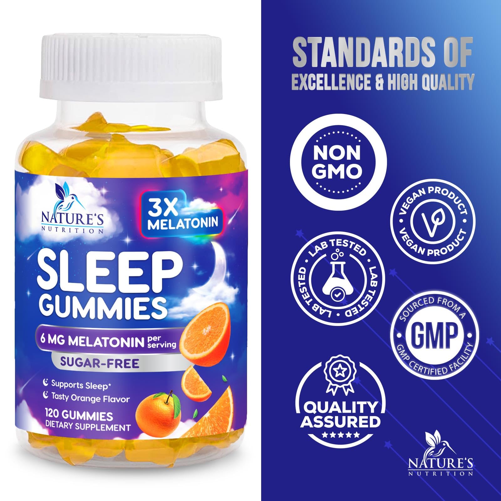 Foto 5 pulgar | Gominolas Sleep Gummies Nature's Nutrition, Melatonina, 6 Mg, 120 Unidades - Venta Internacional.