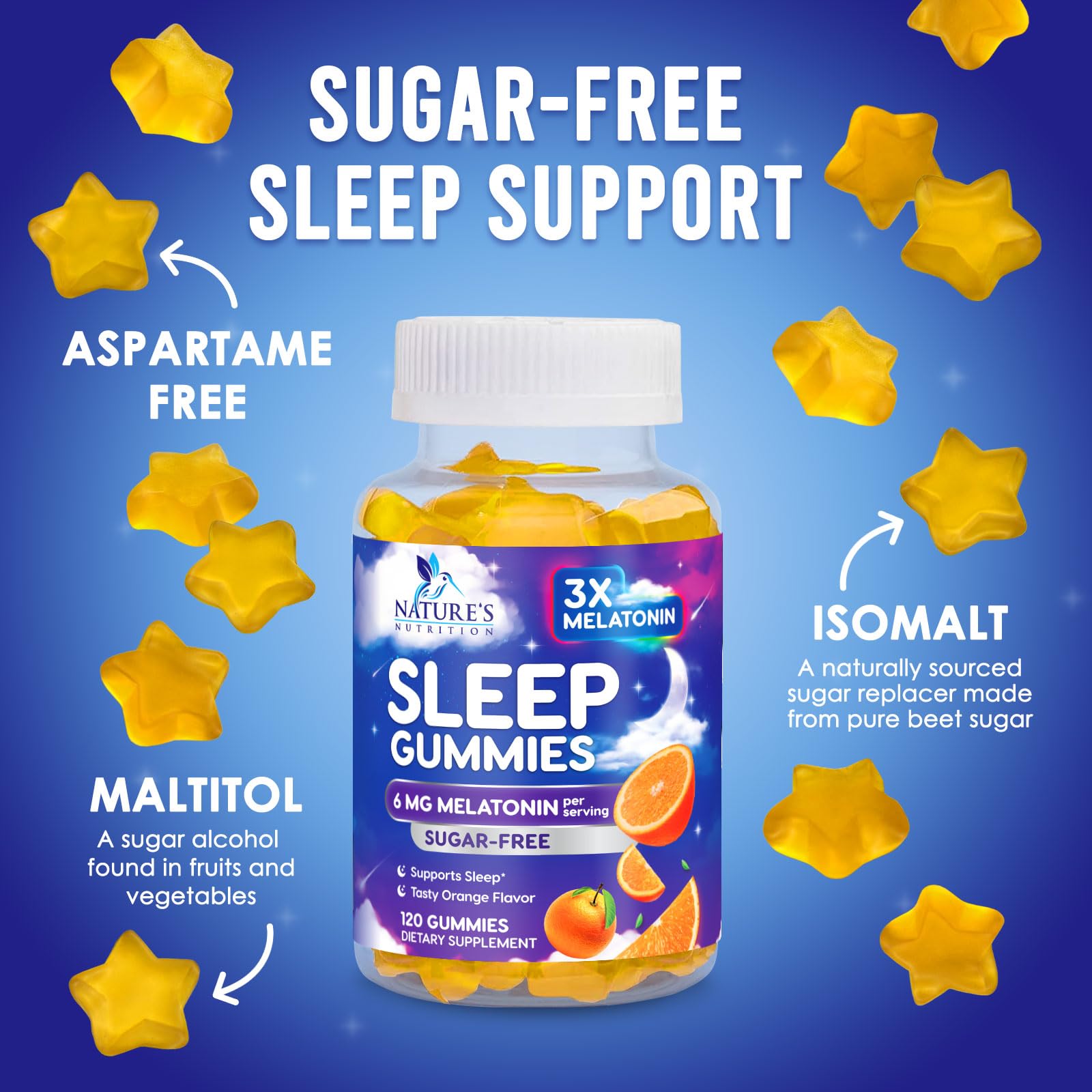 Foto 7 pulgar | Gominolas Sleep Gummies Nature's Nutrition, Melatonina, 6 Mg, 120 Unidades - Venta Internacional.