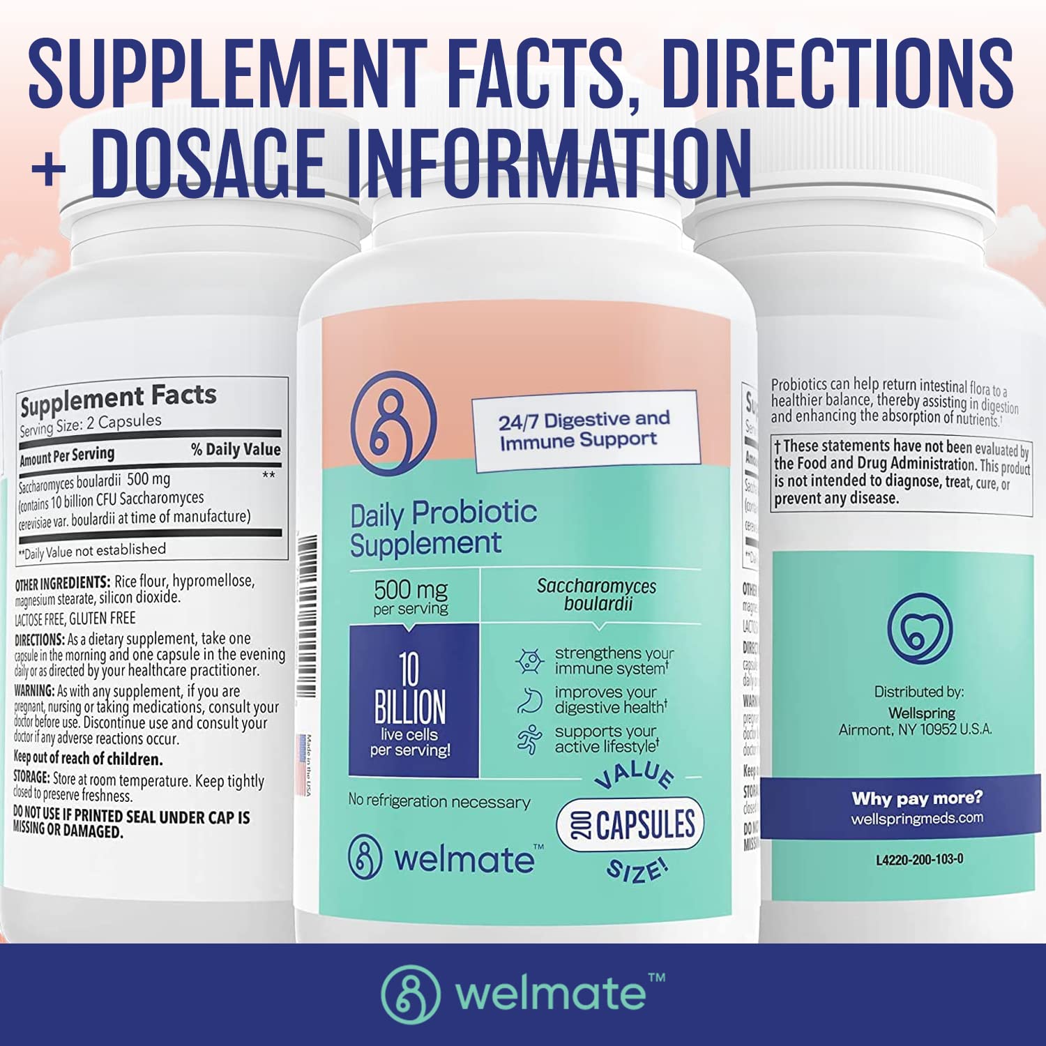 Foto 5 | Suplemento Probiótico Welmate Saccharomyces Boulardii 200 Cápsulas - Venta Internacional.