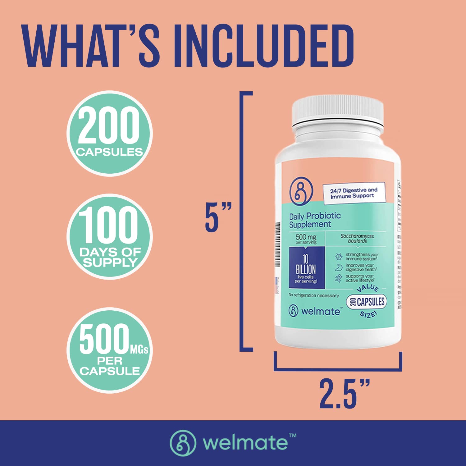 Foto 6 | Suplemento Probiótico Welmate Saccharomyces Boulardii 200 Cápsulas - Venta Internacional.
