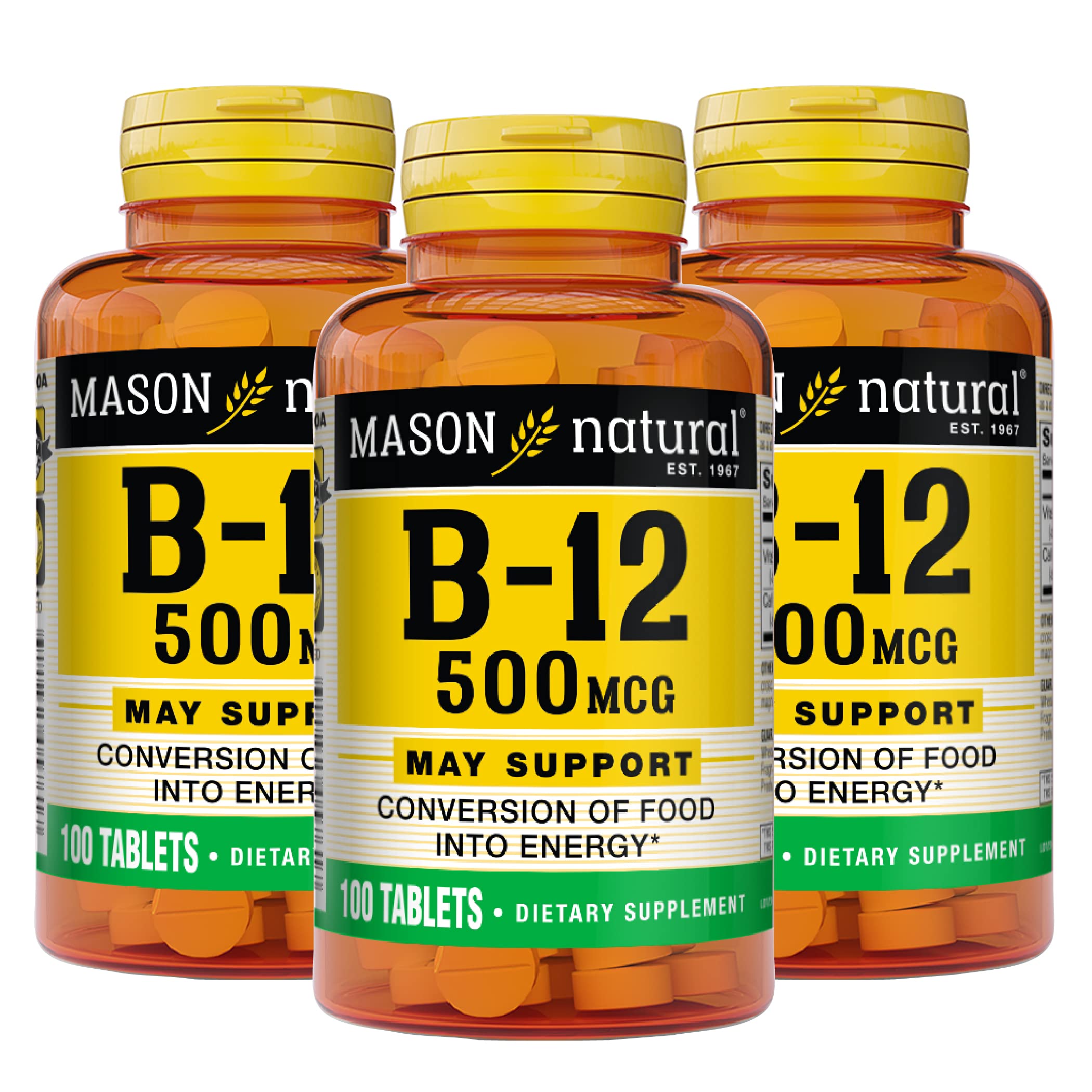 Foto 2 pulgar | Suplemento Mason Natural De Vitamina B12 500 Mcg Con Calcio 100 Comprimidos - Venta Internacional.