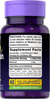 Foto 2 | Suplemento Carlyle Melatonin De 5 Mg De Disolución Rápida, 300 Comprimidos - Venta Internacional.