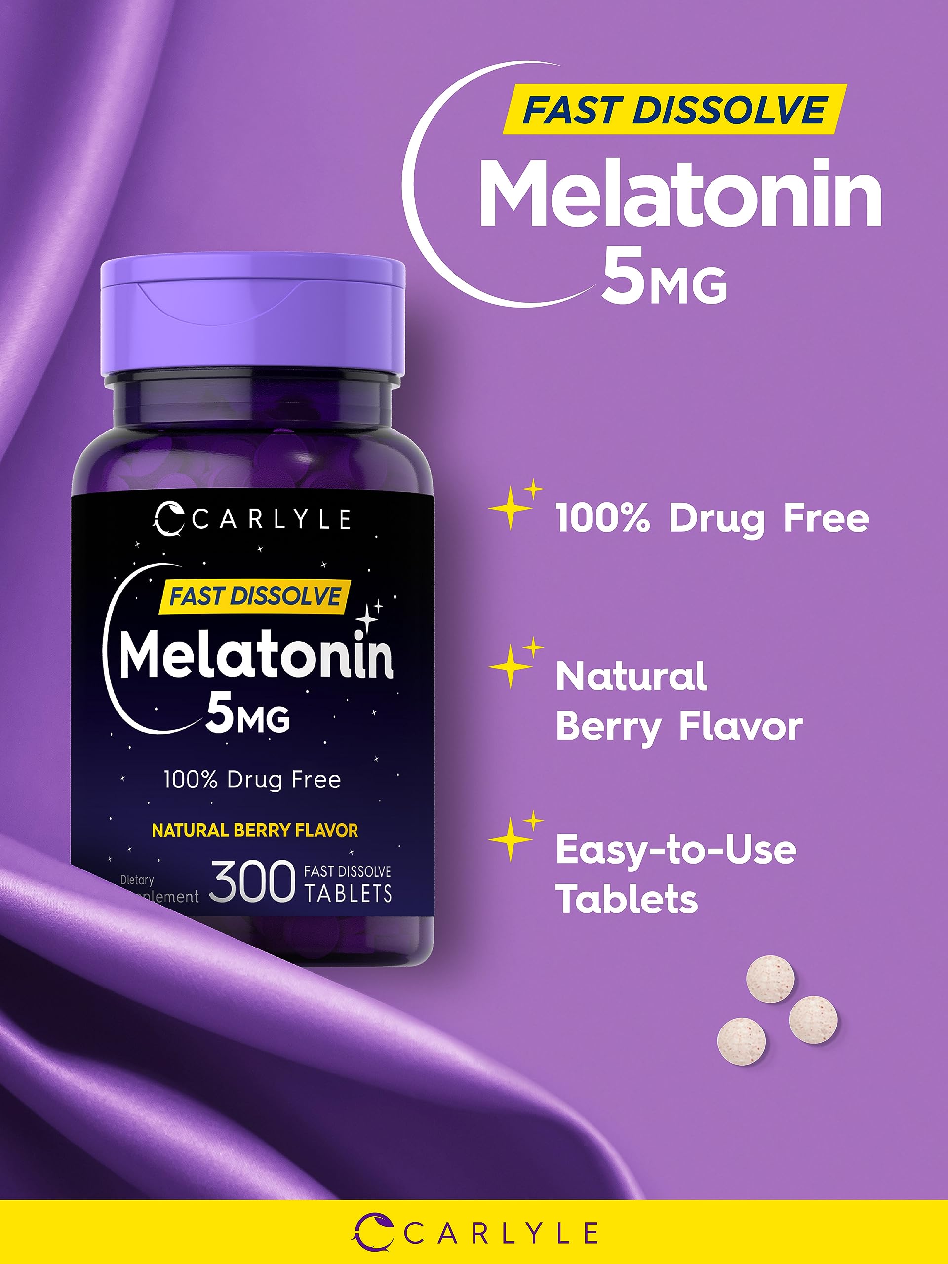 Foto 4 pulgar | Suplemento Carlyle Melatonin De 5 Mg De Disolución Rápida, 300 Comprimidos - Venta Internacional.