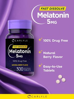 Foto 3 | Suplemento Carlyle Melatonin De 5 Mg De Disolución Rápida, 300 Comprimidos - Venta Internacional.
