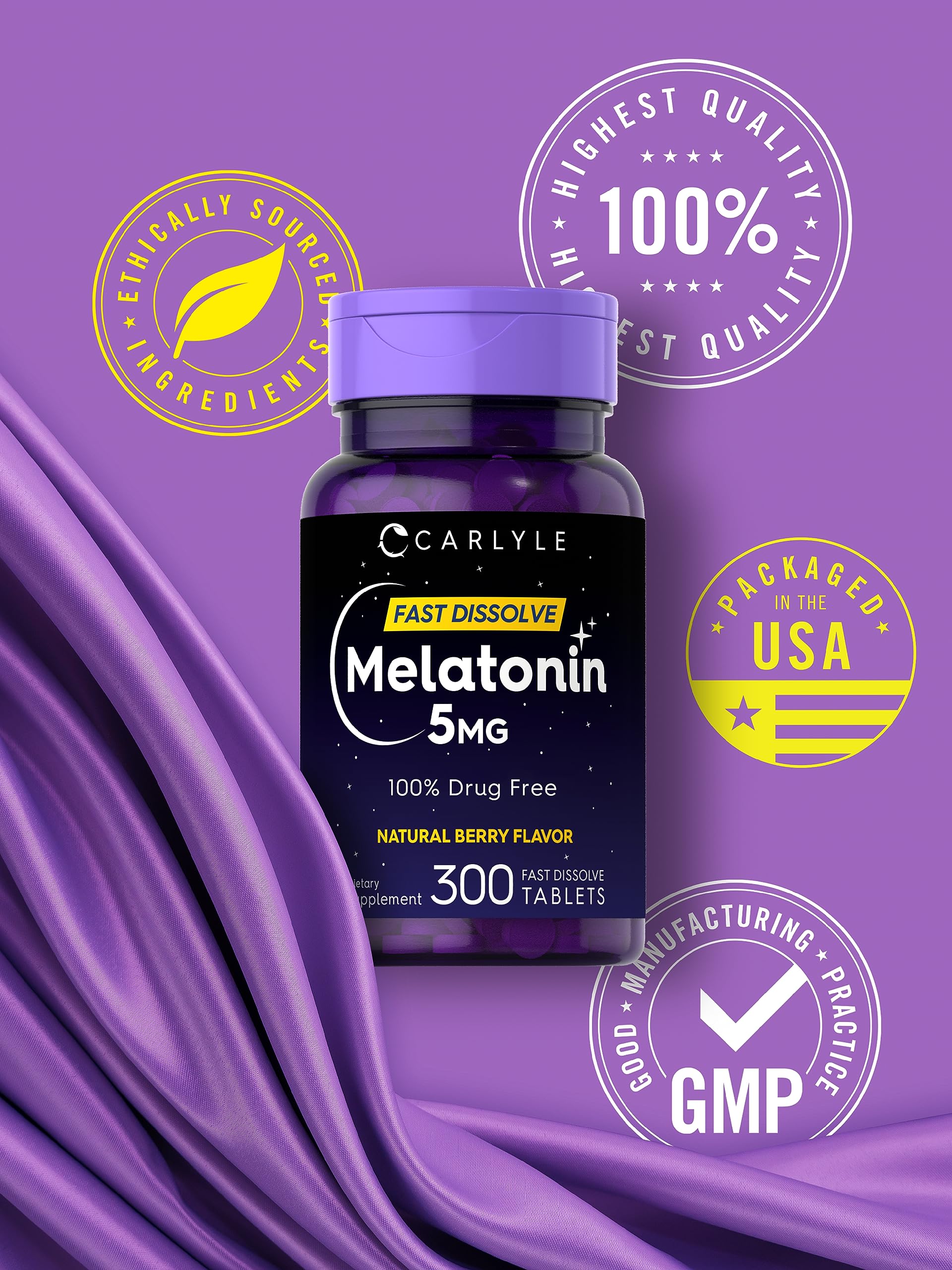 Foto 5 | Suplemento Carlyle Melatonin De 5 Mg De Disolución Rápida, 300 Comprimidos - Venta Internacional.