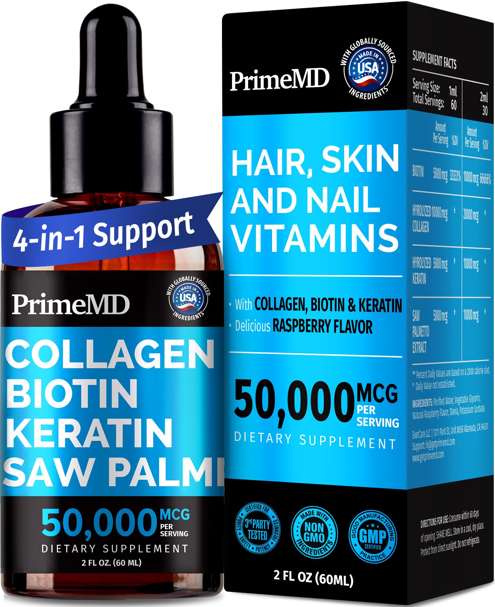 Foto 2 pulgar | Péptidos De Colágeno Líquido Primemd Para Mujeres, 60 Ml Con Biotina - Venta Internacional.