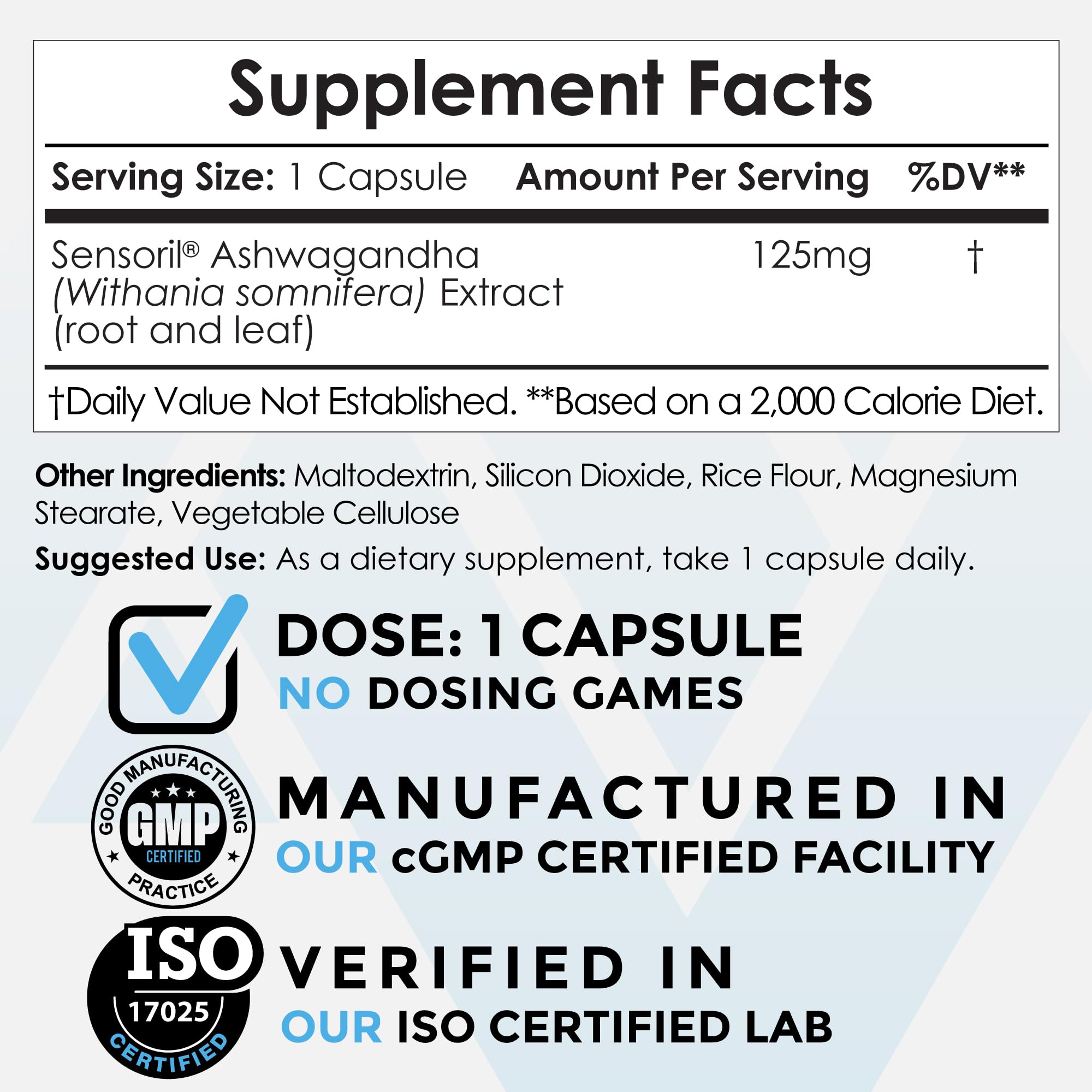 Foto 3 pulgar | Suplemento Nootropics Depot Sensoril Ashwagandha 125 Mg 180 Unidades - Venta Internacional.