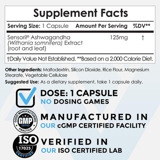Foto 2 | Suplemento Nootropics Depot Sensoril Ashwagandha 125 Mg 180 Unidades - Venta Internacional.