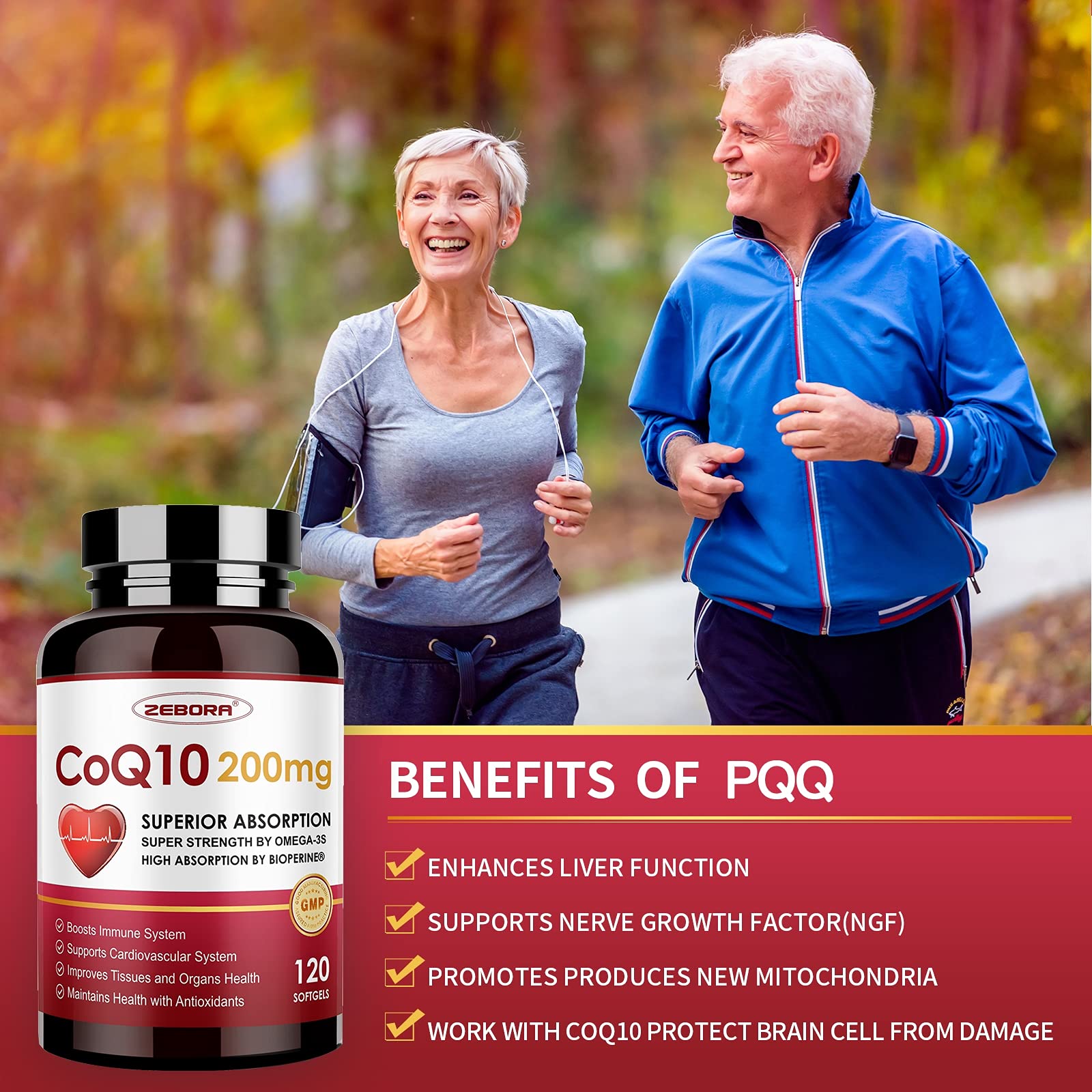 Foto 6 pulgar | Suplemento De Cápsulas Blandas Zebora Coq10 De 200 Mg Con Pqq, Bioperine Y Omega-3 - Venta Internacional.