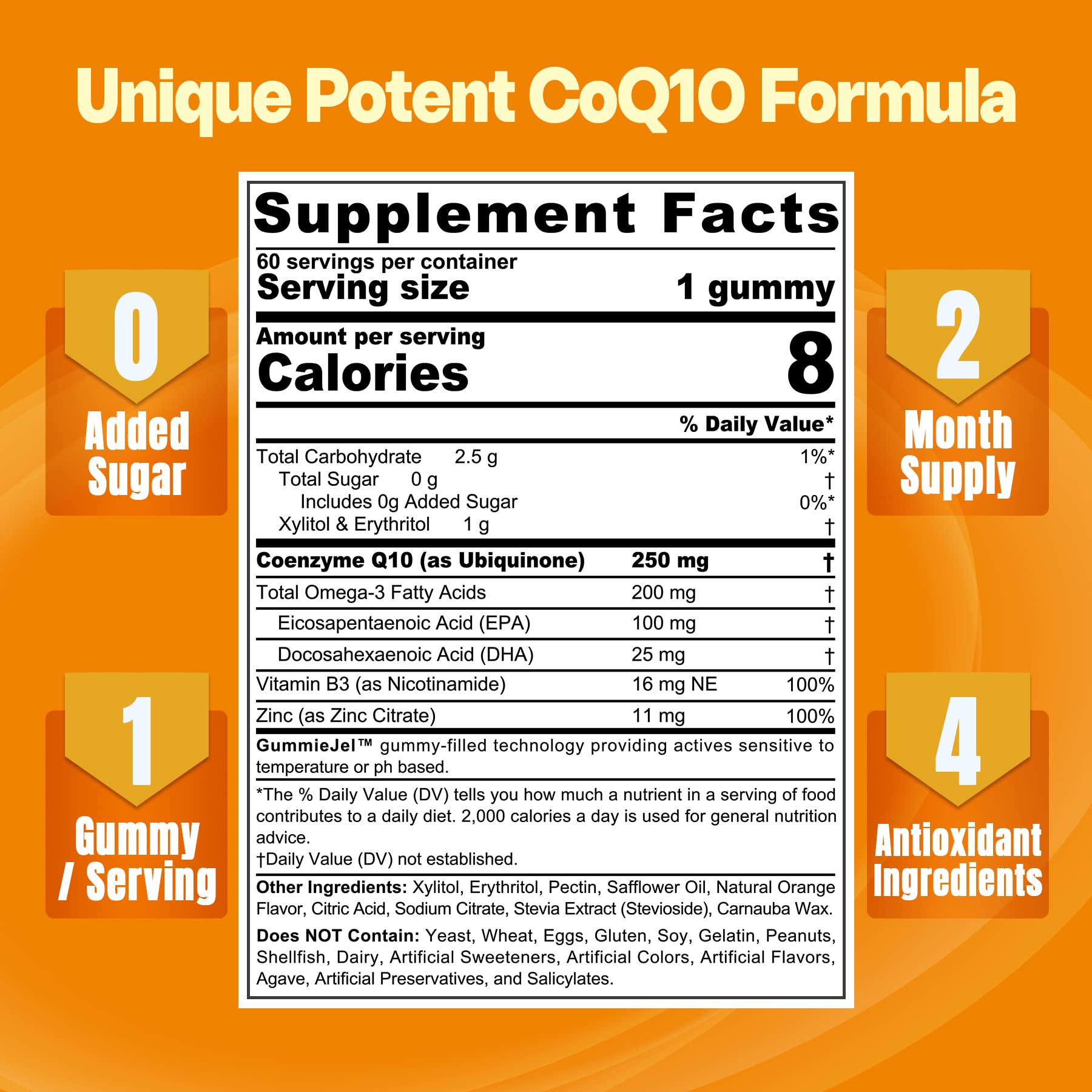 Foto 3 pulgar | Suplementos Neviss Coq10 Gummiejel 250 Mg Con Omega-3 60 Unidades - Venta Internacional.