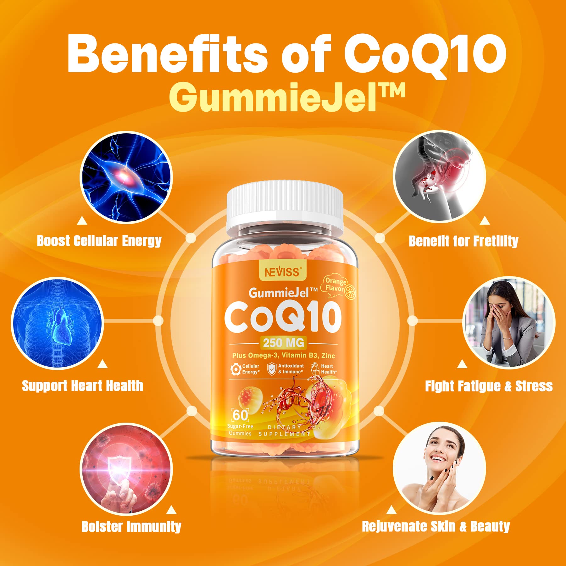 Foto 4 pulgar | Suplementos Neviss Coq10 Gummiejel 250 Mg Con Omega-3 60 Unidades - Venta Internacional.