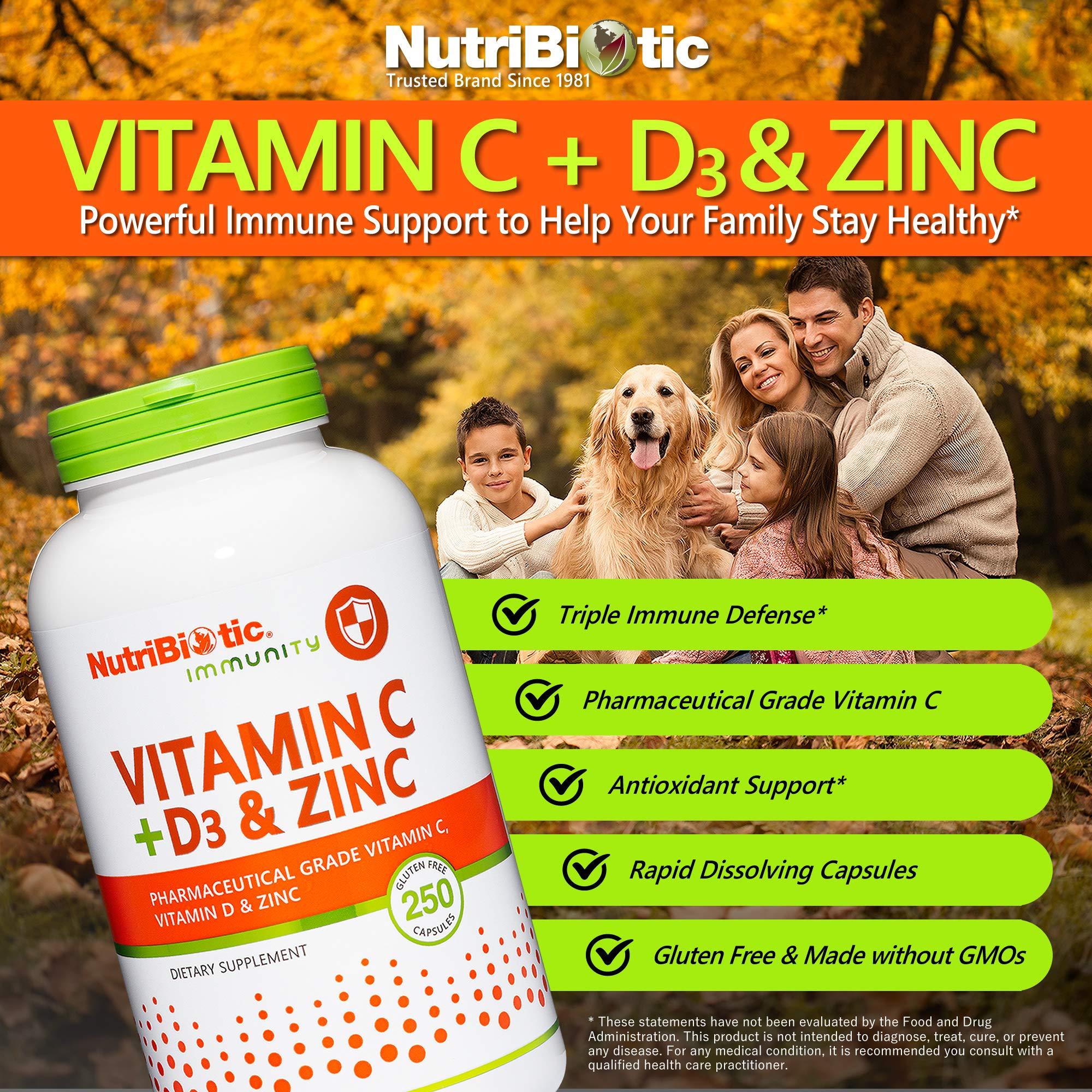 Foto 3 pulgar | Suplemento Nutribiotic De Vitamina C, Vitamina D3 Y Zinc, 250 Cápsulas - Venta Internacional.