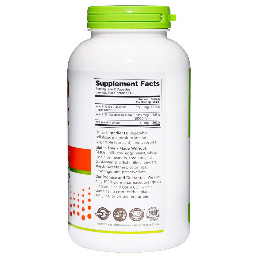 Foto 6 pulgar | Suplemento Nutribiotic De Vitamina C, Vitamina D3 Y Zinc, 250 Cápsulas - Venta Internacional.