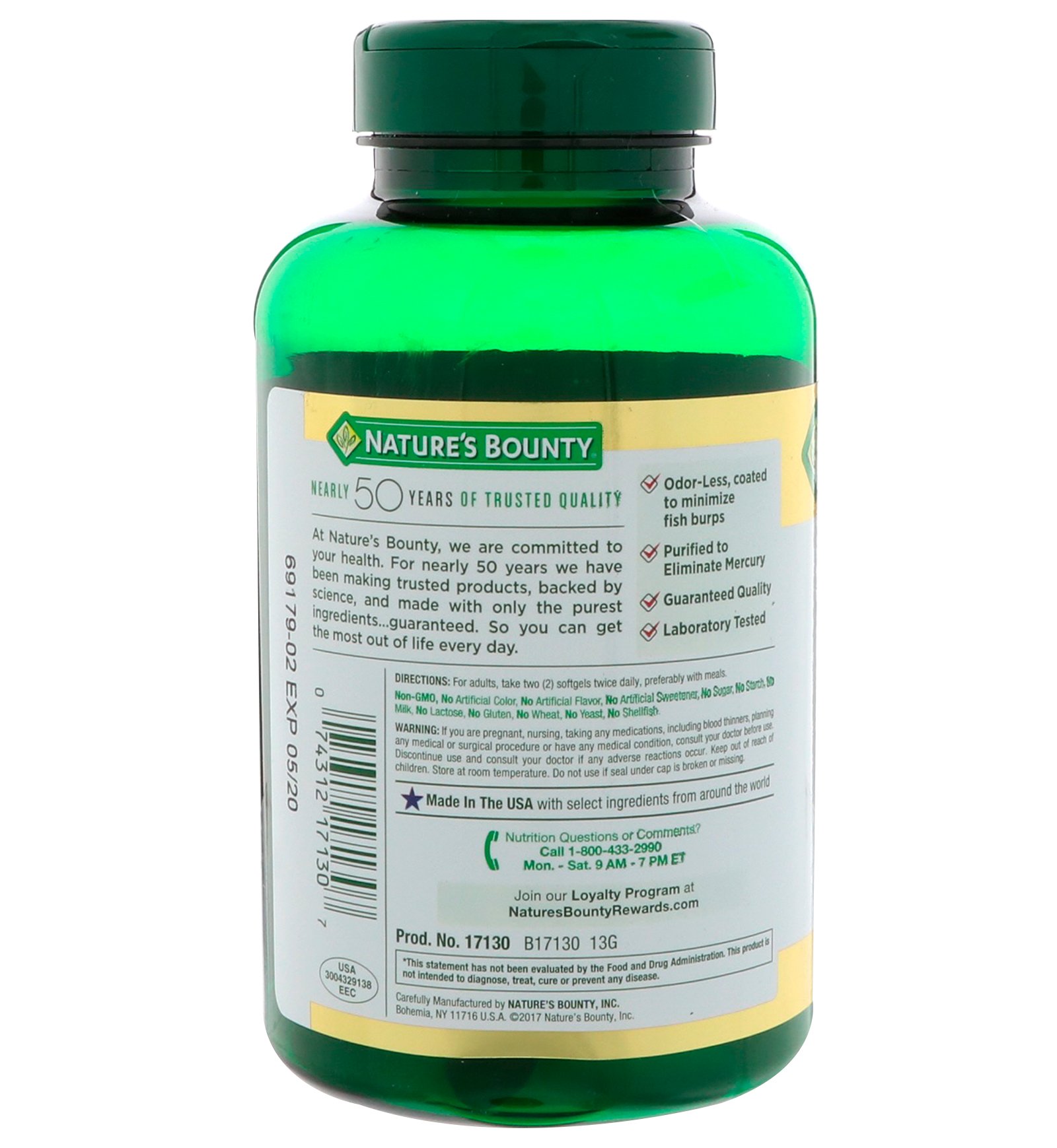 Foto 4 pulgar | Suplemento De Aceite De Pescado Nature's Bounty 2400 Mg 90 Cápsulas Blandas - Venta Internacional.
