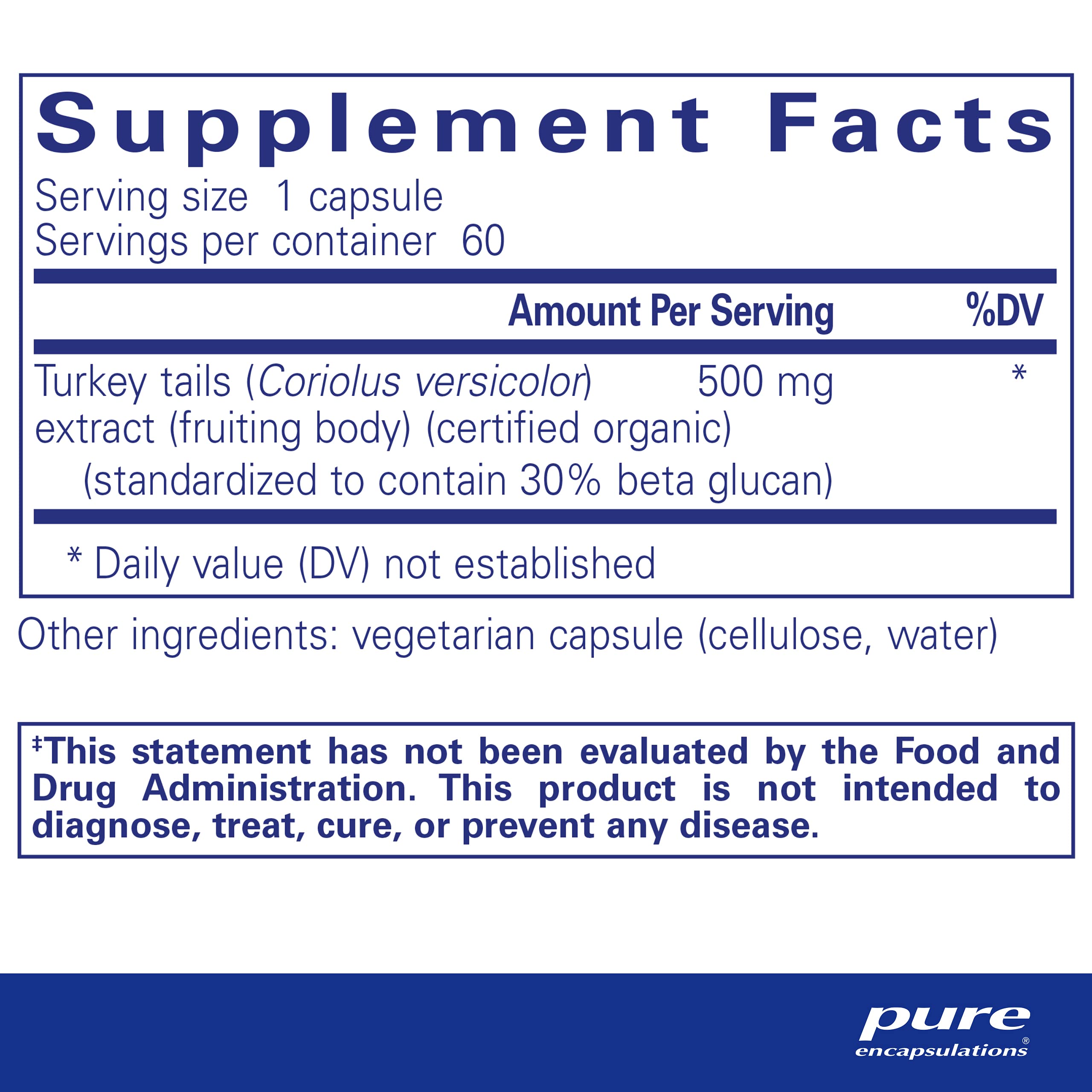 Foto 3 pulgar | Suplemento De Extracto De Coriolus De Pure Encapsulations 60 Cápsulas - Venta Internacional.