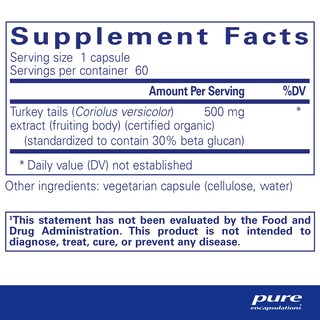 Foto 2 | Suplemento De Extracto De Coriolus De Pure Encapsulations 60 Cápsulas - Venta Internacional.