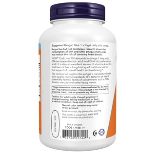 Foto 3 | Aceite De Hígado De Bacalao Supplements Now Extra Strength 1000 Mg 180 Cápsulas Blandas - Venta Internacional.