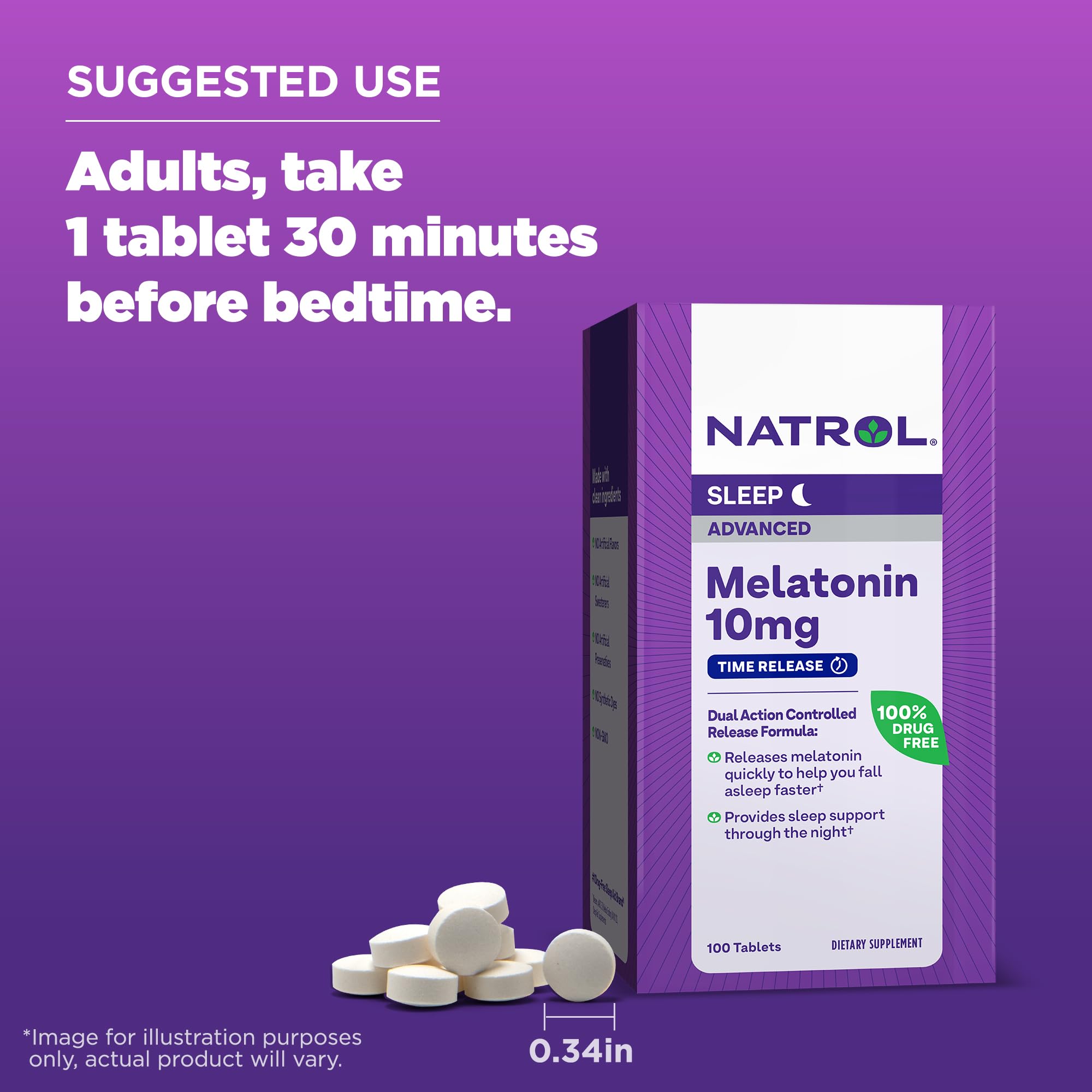 Foto 7 pulgar | Suplemento Natrol Advanced Sleep Melatonin 10 Mg 100 Comprimidos - Venta Internacional.