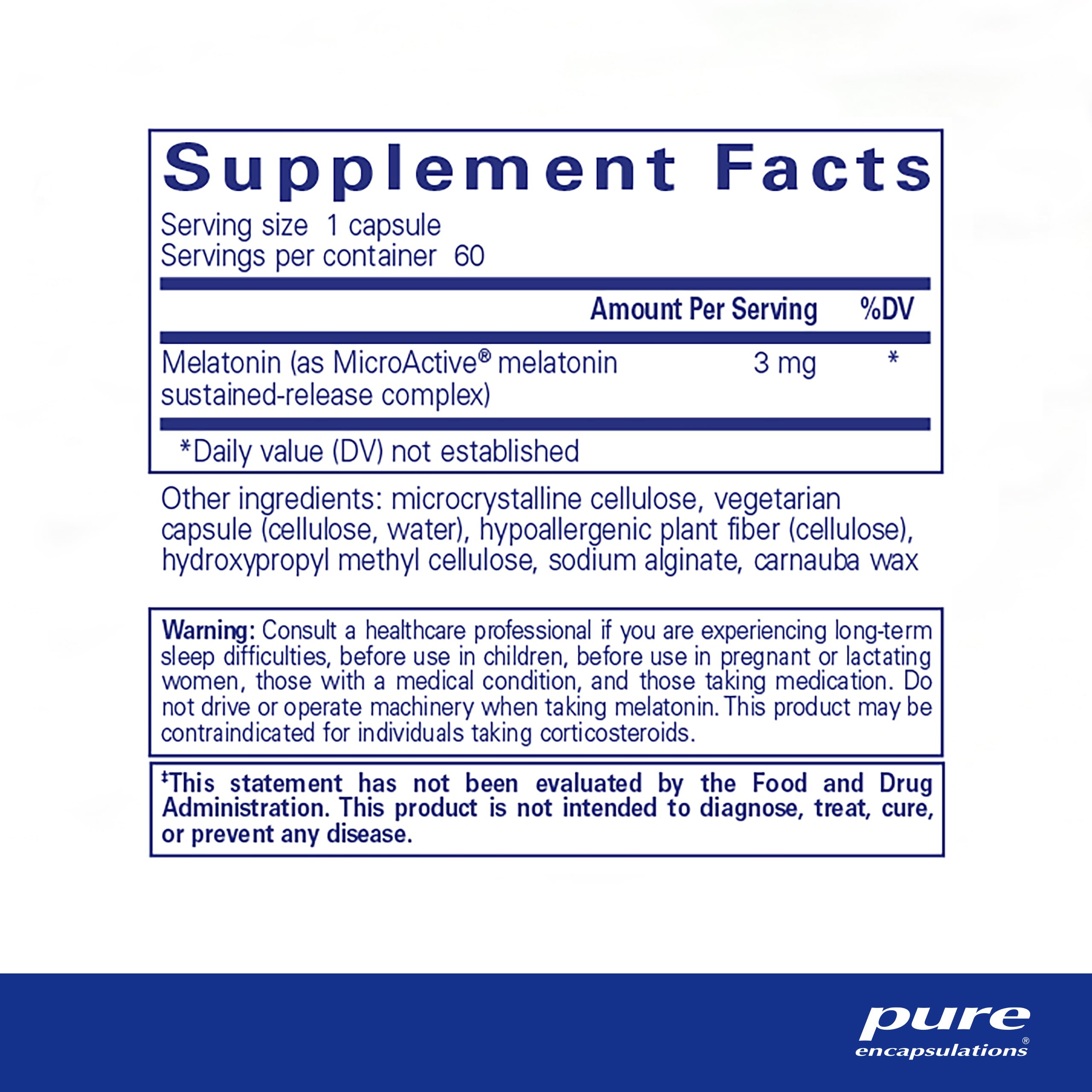 Foto 3 pulgar | Suplemento Para Dormir Pure Encapsulations Melatonin-sr 60 Cápsulas - Venta Internacional.