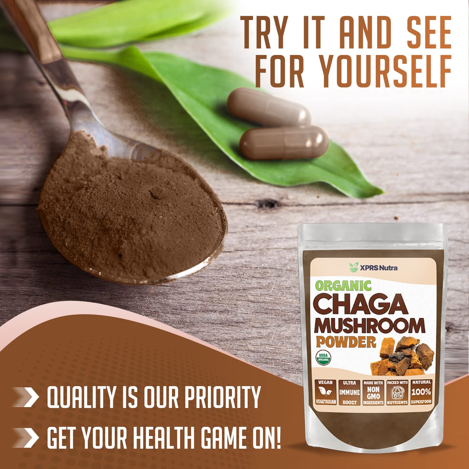 Foto 7 pulgar | Suplemento Xprs Nutra Organic De Hongos Chaga En Polvo 240 Ml - Venta Internacional.