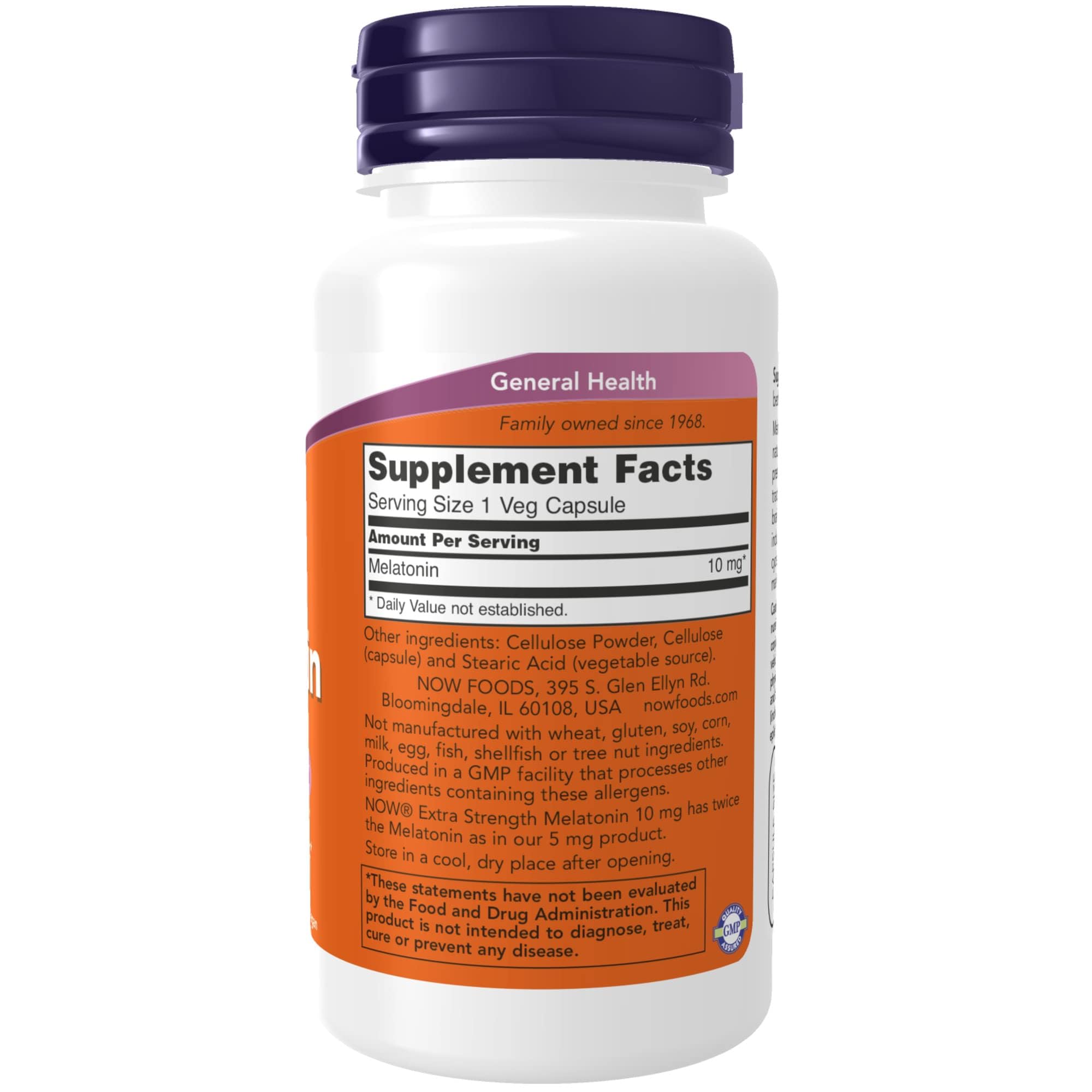 Foto 2 | Supplement Now Melatonin Extra Strength, 10 Mg, 100 Cápsulas Vegetales - Venta Internacional.