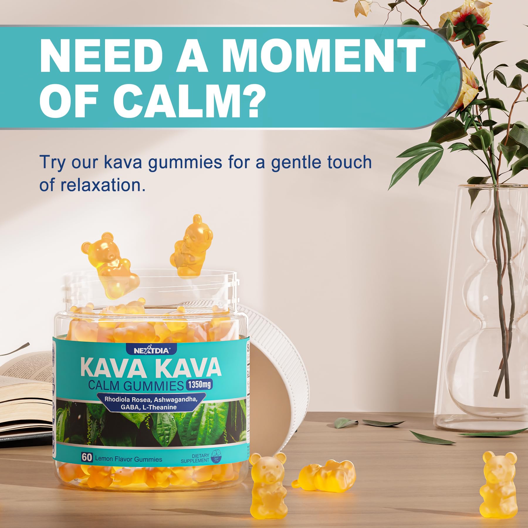Foto 4 pulgar | Gomitas Nextdia Kava Kava Sin Azúcar Con Rhodiola Ashwagandha - Venta Internacional.