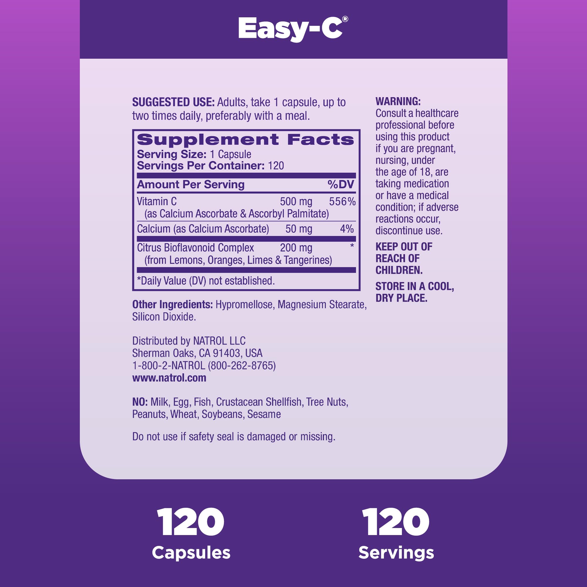 Foto 5 pulgar | Suplemento Dietético Natrol Easy-c Immune Health 500 Mg 120 Cápsulas - Venta Internacional.