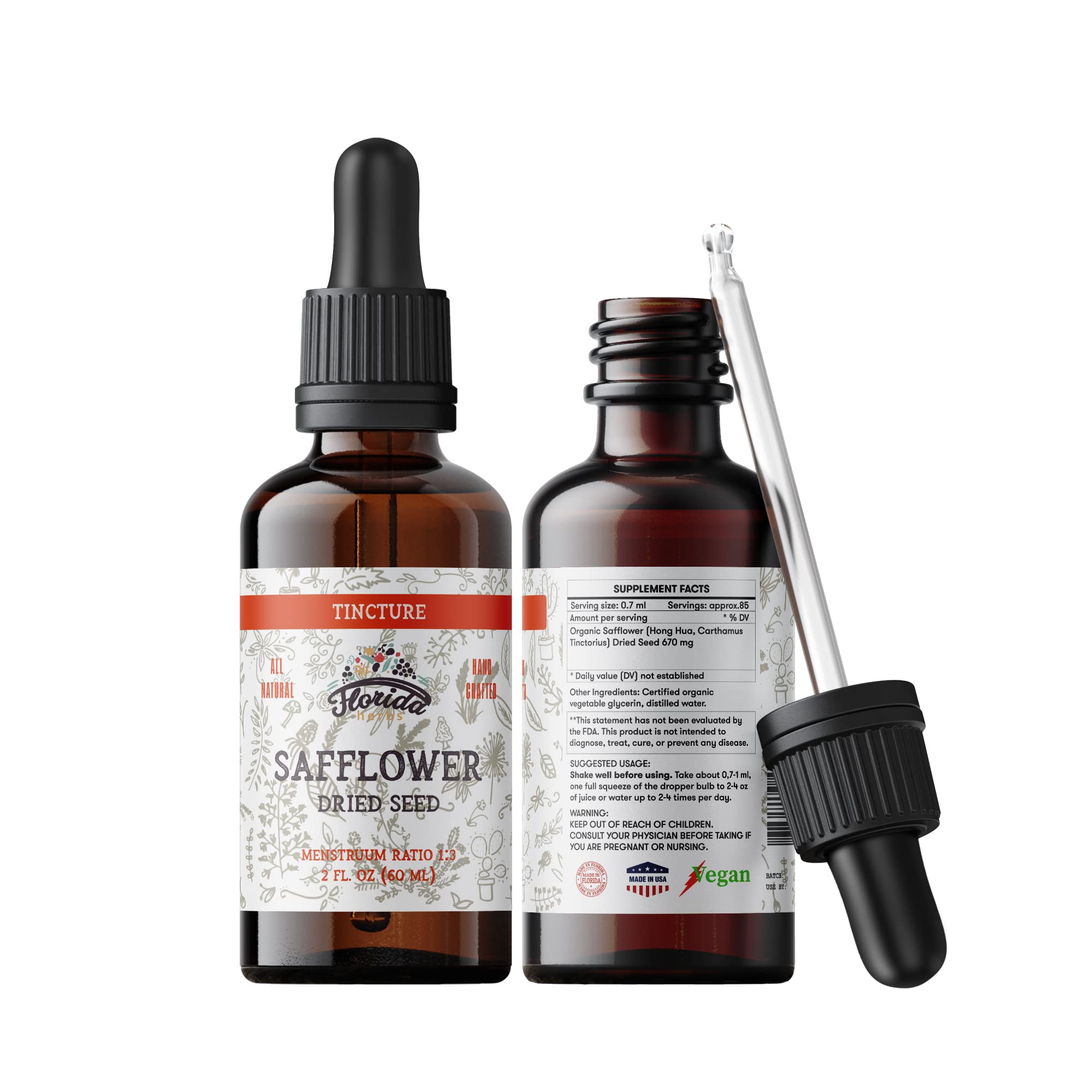 Foto 1 | Suplemento De Tintura De Cártamo Orgánica De Florida Herbs, 60 Ml - Venta Internacional.