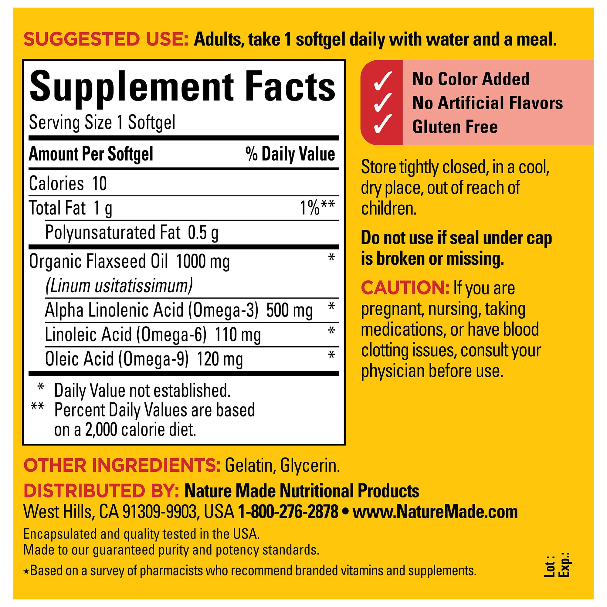 Foto 6 pulgar | Suplemento De Aceite De Linaza Hecho Por La Naturaleza, 1000 Mg De Omega-3, 180 Cápsulas Blandas - Venta Internacional.