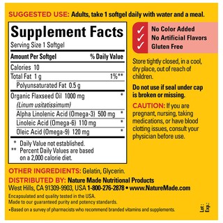 Foto 5 | Suplemento De Aceite De Linaza Hecho Por La Naturaleza, 1000 Mg De Omega-3, 180 Cápsulas Blandas - Venta Internacional.