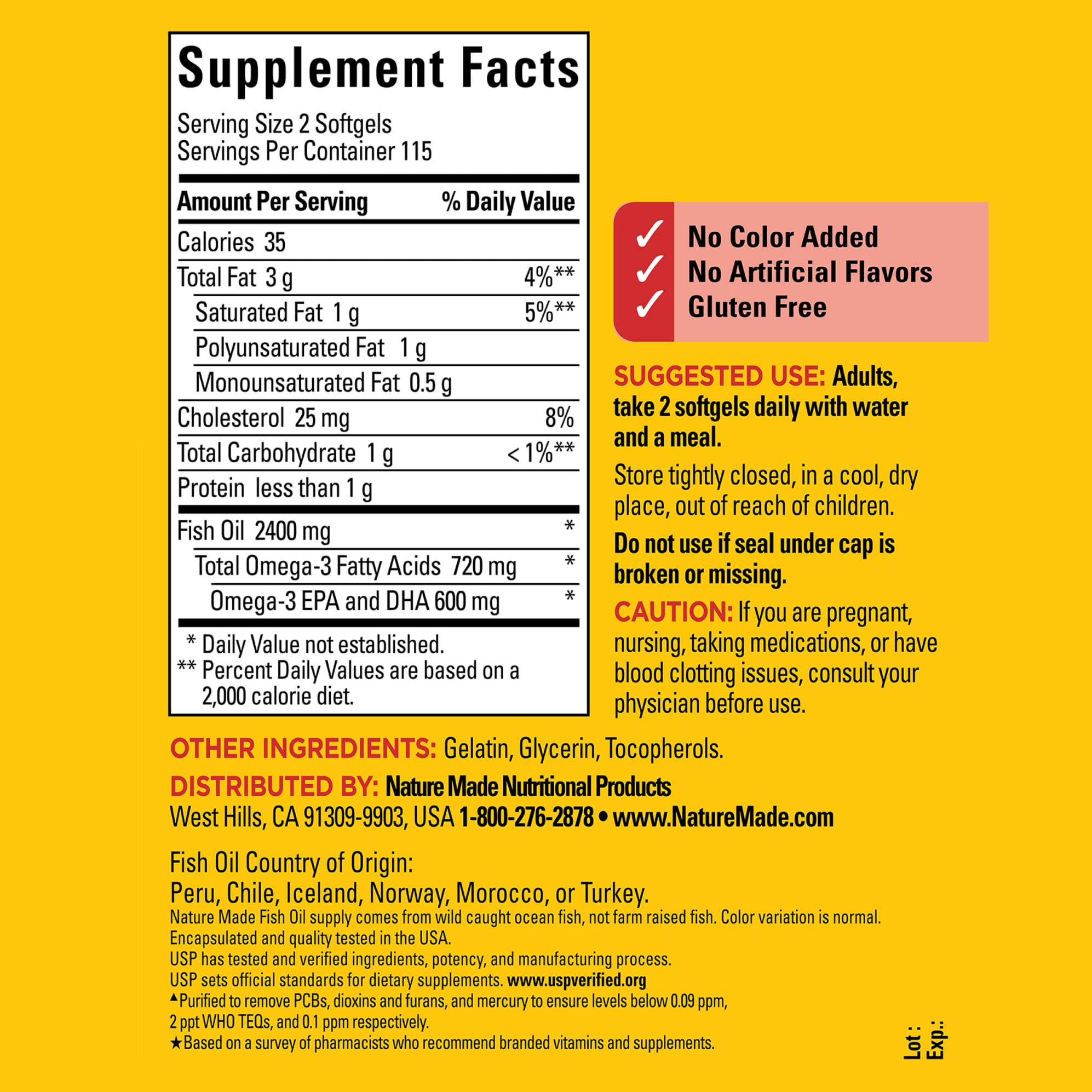 Foto 6 pulgar | Suplemento De Aceite De Pescado Hecho En La Naturaleza, 1200 Mg De Omega 3, 230 Cápsulas Blandas - Venta Internacional.