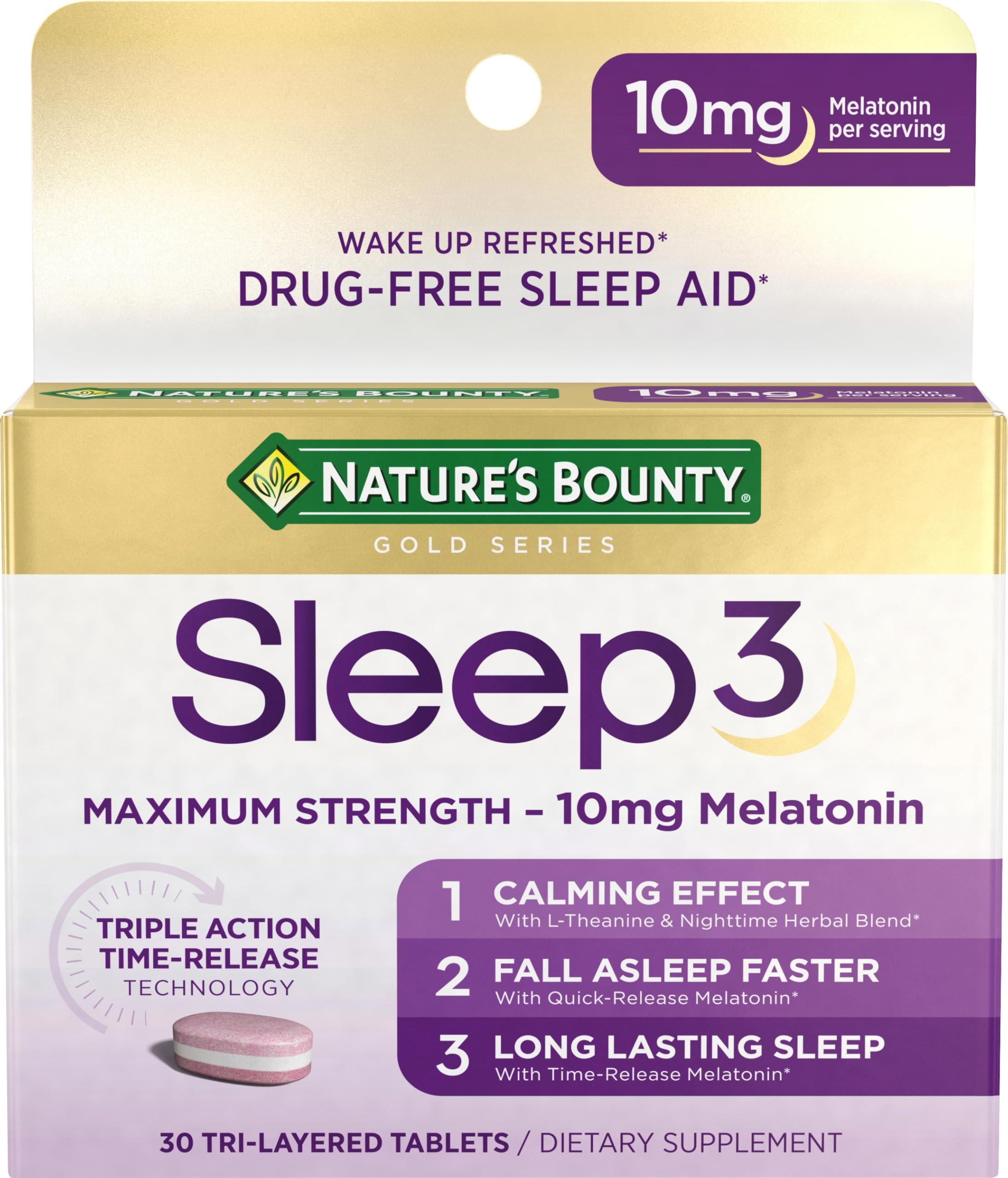 Foto 2 pulgar | Suplemento Nature's Bounty Melatonin Sleep3 10 Mg 30 Comprimidos - Venta Internacional.