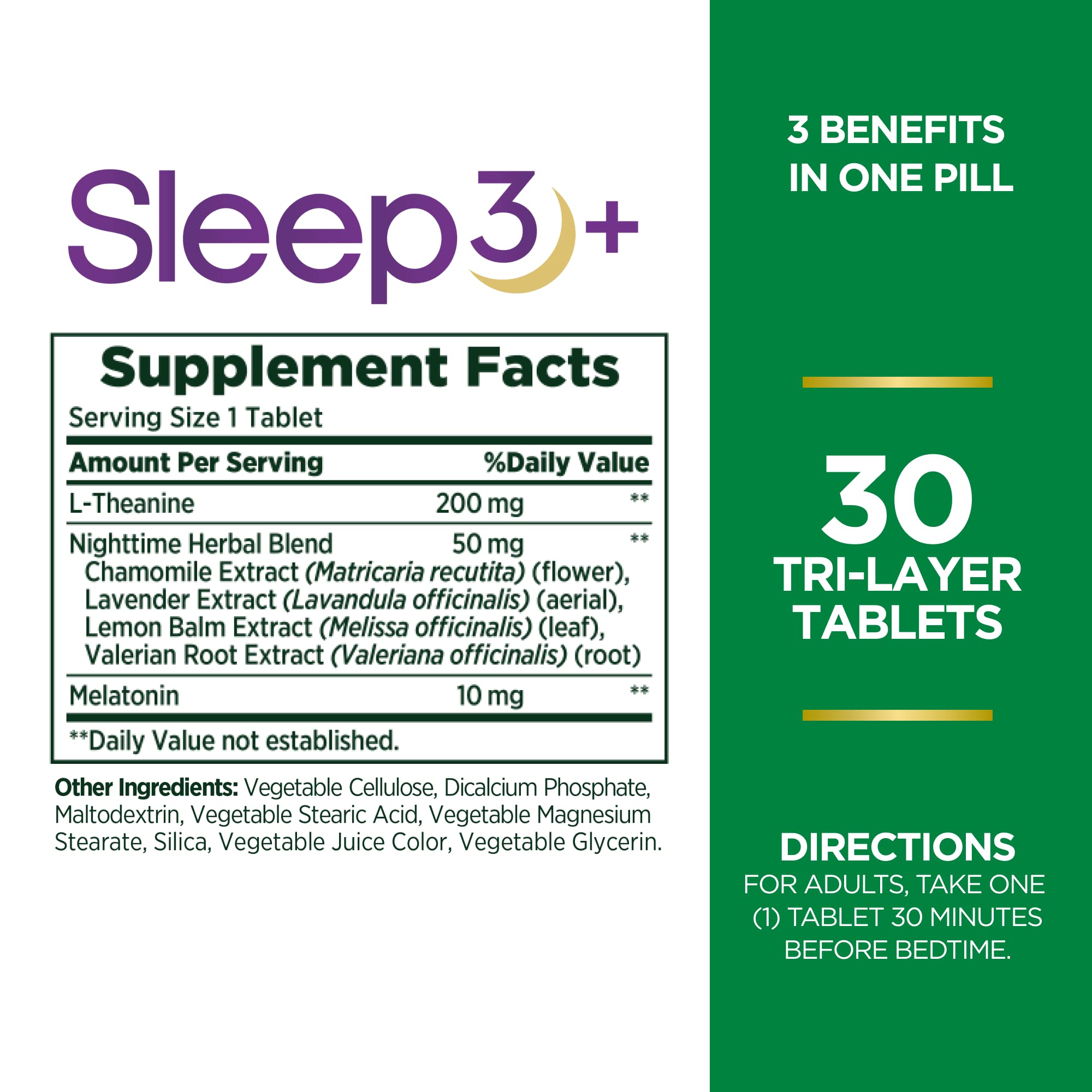 Foto 3 pulgar | Suplemento Nature's Bounty Melatonin Sleep3 10 Mg 30 Comprimidos - Venta Internacional.