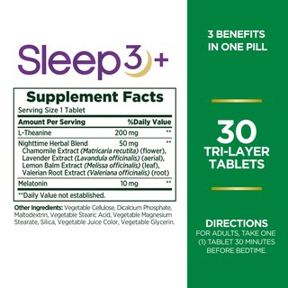 Foto 2 | Suplemento Nature's Bounty Melatonin Sleep3 10 Mg 30 Comprimidos - Venta Internacional.