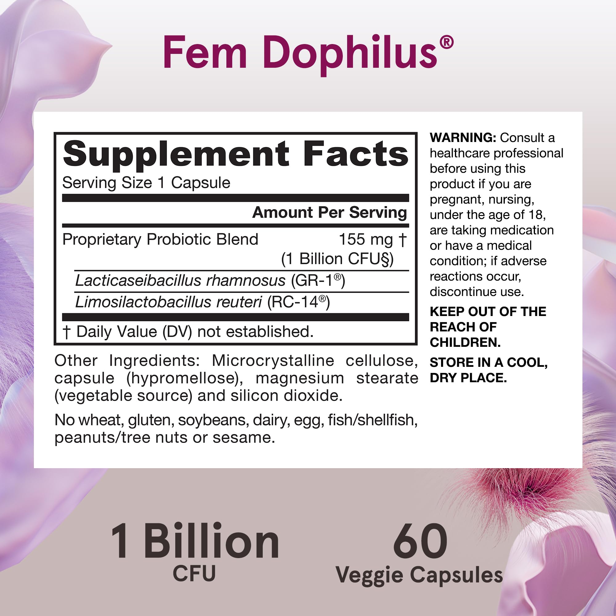 Foto 7 pulgar | Probiótico Jarrow Formulas Fem-dophilus, 1 Billón De Cfu, 60 Cápsulas - Venta Internacional.