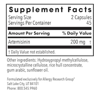 Foto 3 | Suplemento De Artemisinina Del Allergy Research Group, 100 Mg, 90 Cápsulas - Venta Internacional.