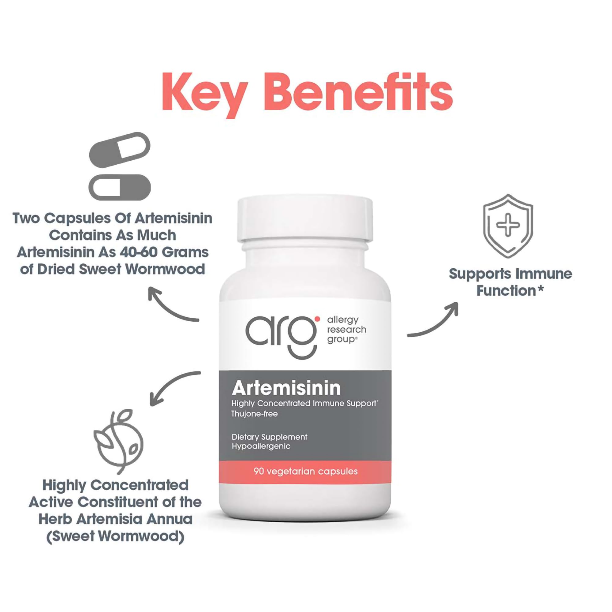Foto 4 | Suplemento De Artemisinina Del Allergy Research Group, 100 Mg, 90 Cápsulas - Venta Internacional.