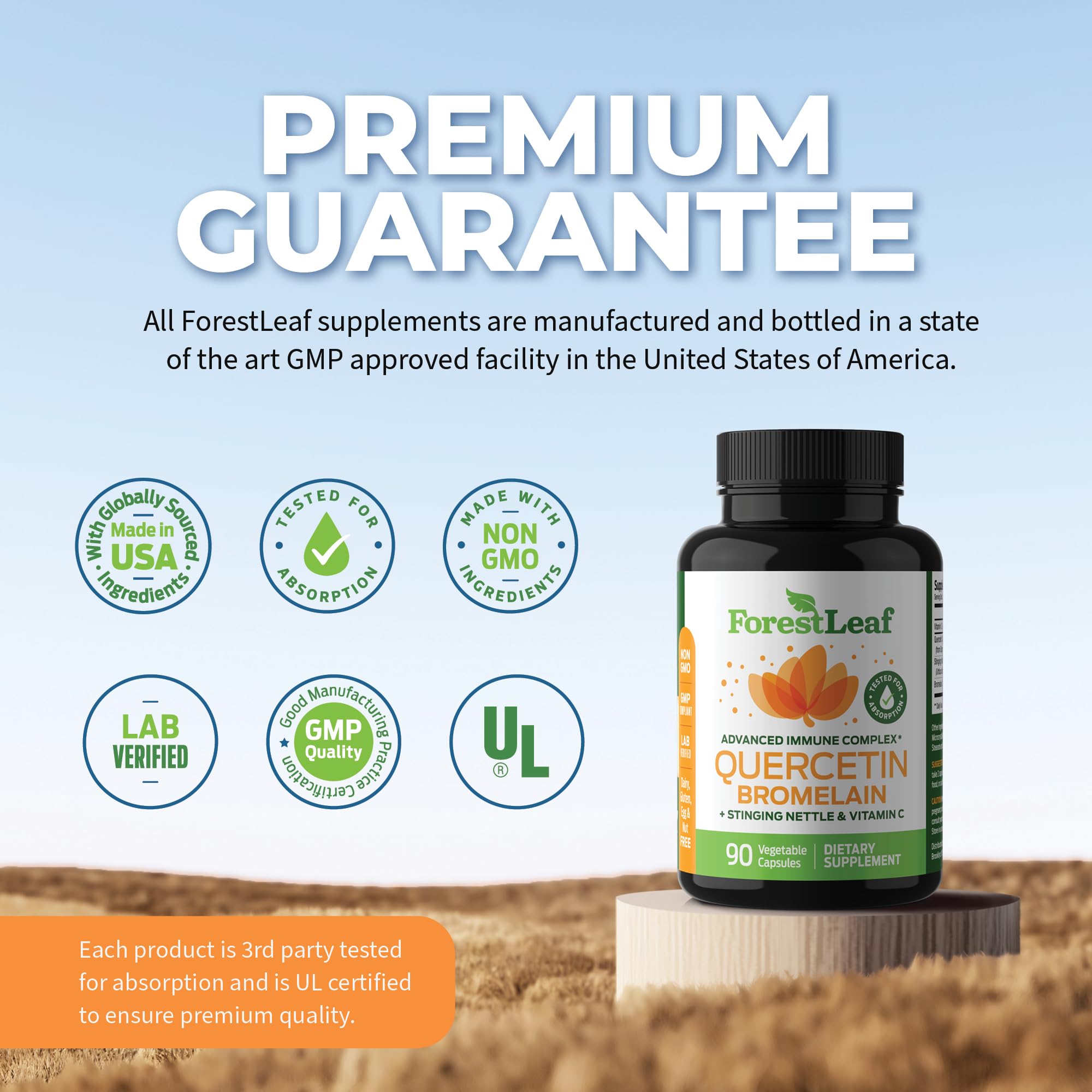 Foto 6 pulgar | Suplemento De Quercetina Forestleaf 500 Mg Con Bromelina Y Vitamina C - Venta Internacional.