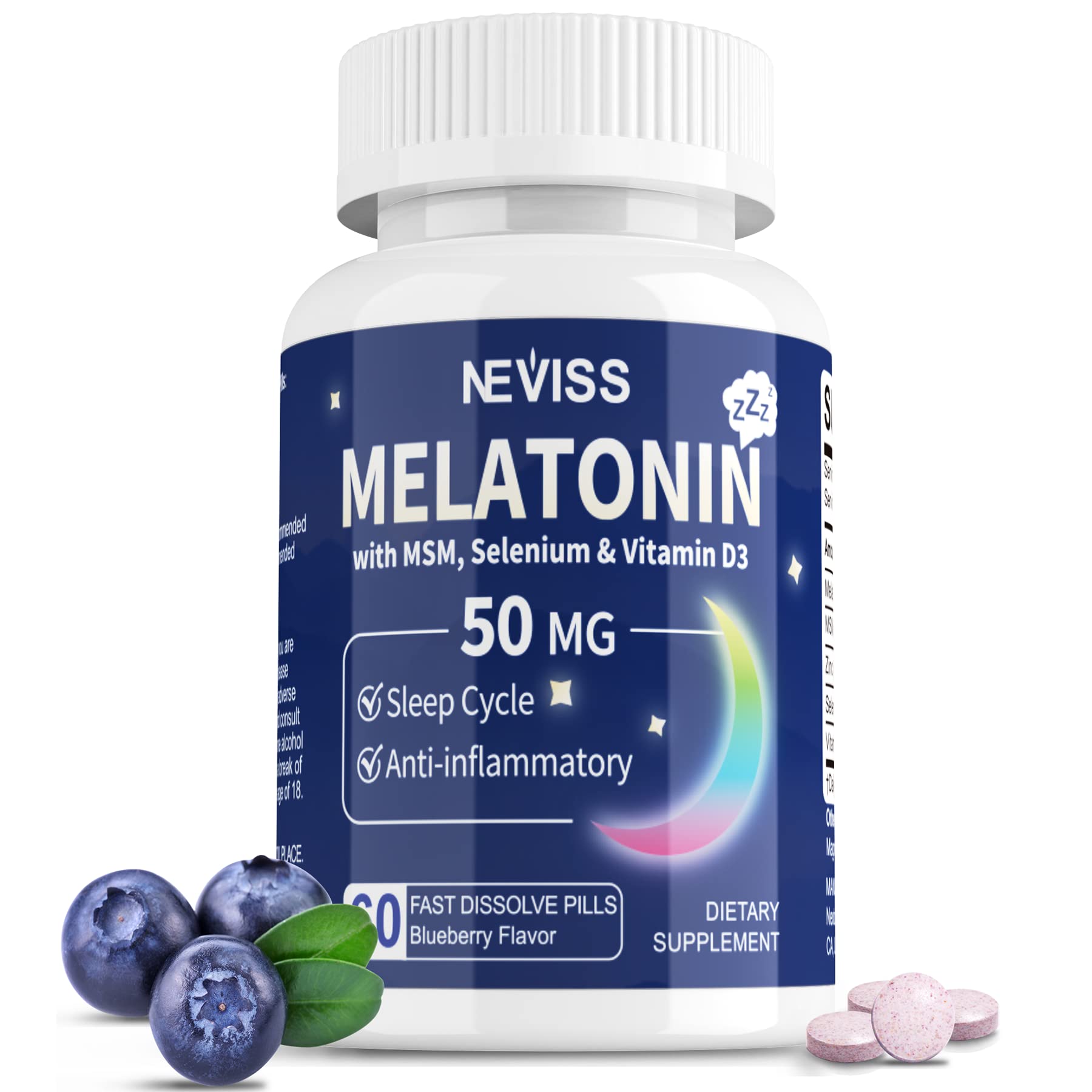 Foto 2 pulgar | Suplemento De 50 Mg De Melatonina Neviss Con Msm, Selenio Y Vitamina  - Venta Internacional.