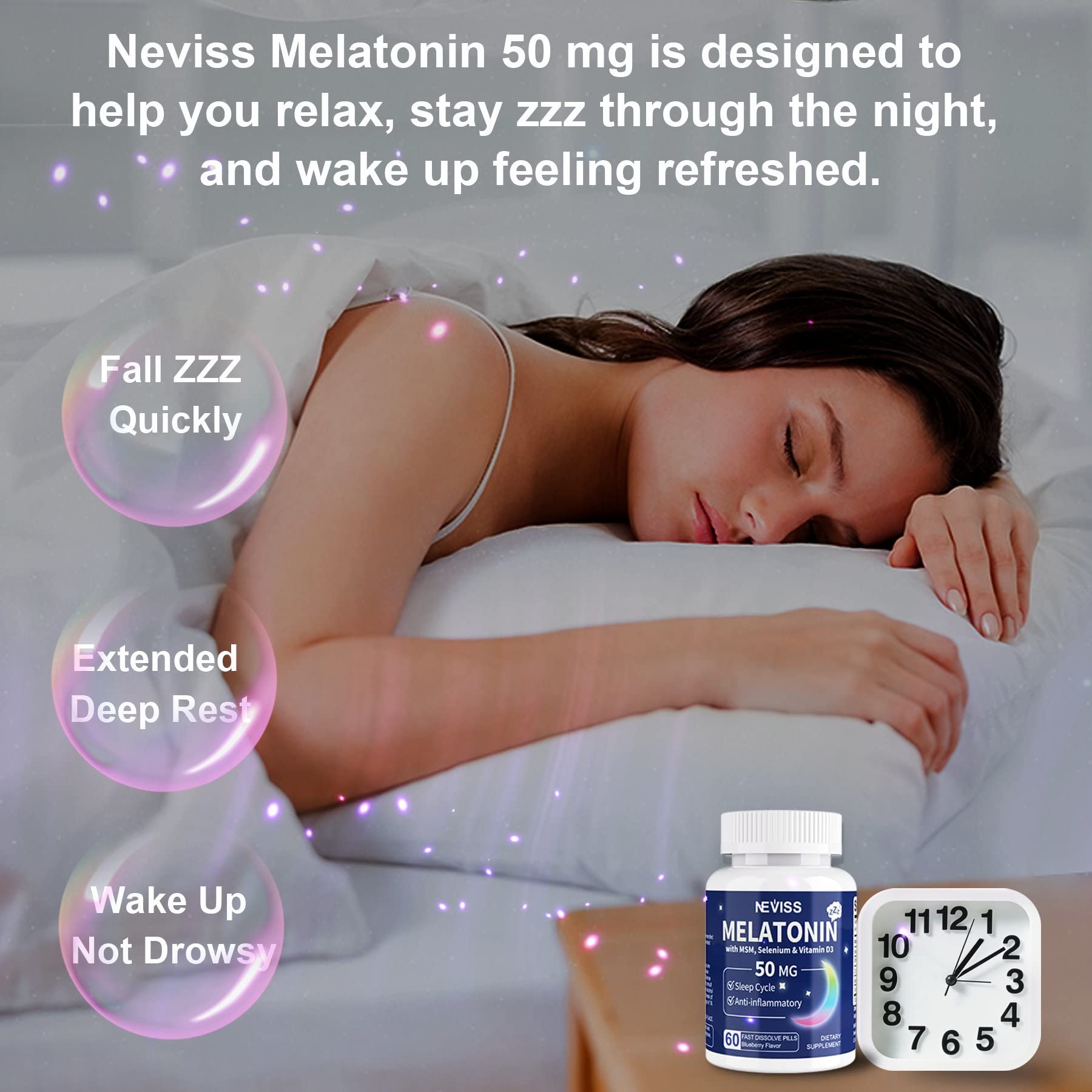 Foto 7 pulgar | Suplemento De 50 Mg De Melatonina Neviss Con Msm, Selenio Y Vitamina  - Venta Internacional.