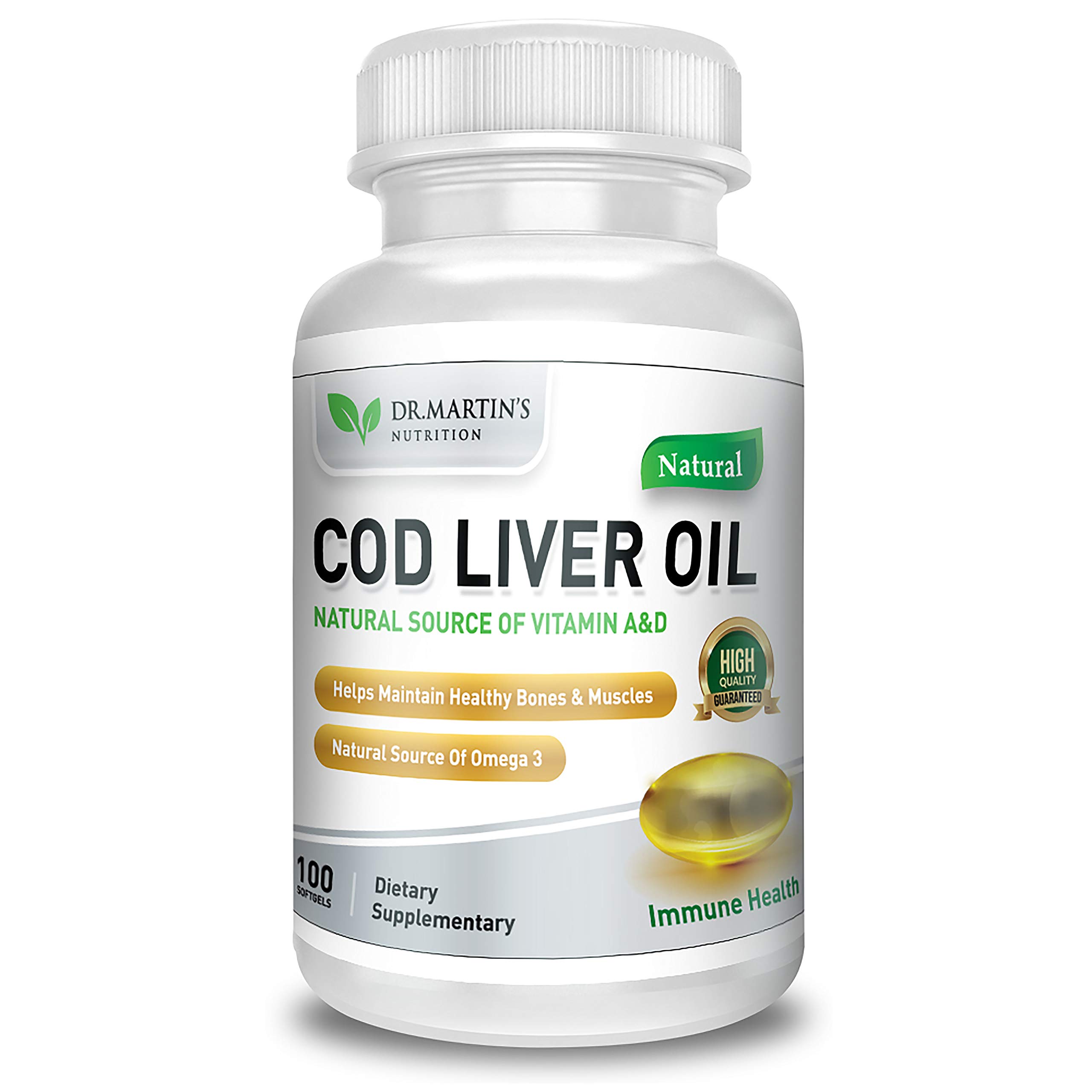 Suplemento De Aceite De Hígado De Bacalao Para Eructos De Dr. Martin's Nutrition, 100 Cápsulas Blandas - Venta In