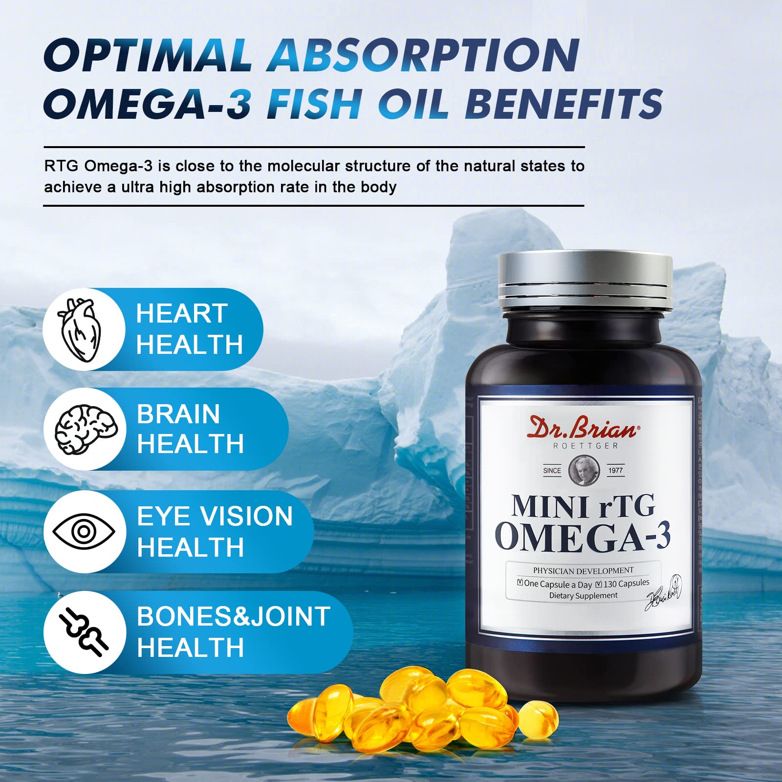 Foto 3 pulgar | Suplemento Dr.brian Fish Oil 130 Cápsulas Blandas Rtg Omega-3 - Venta Internacional.