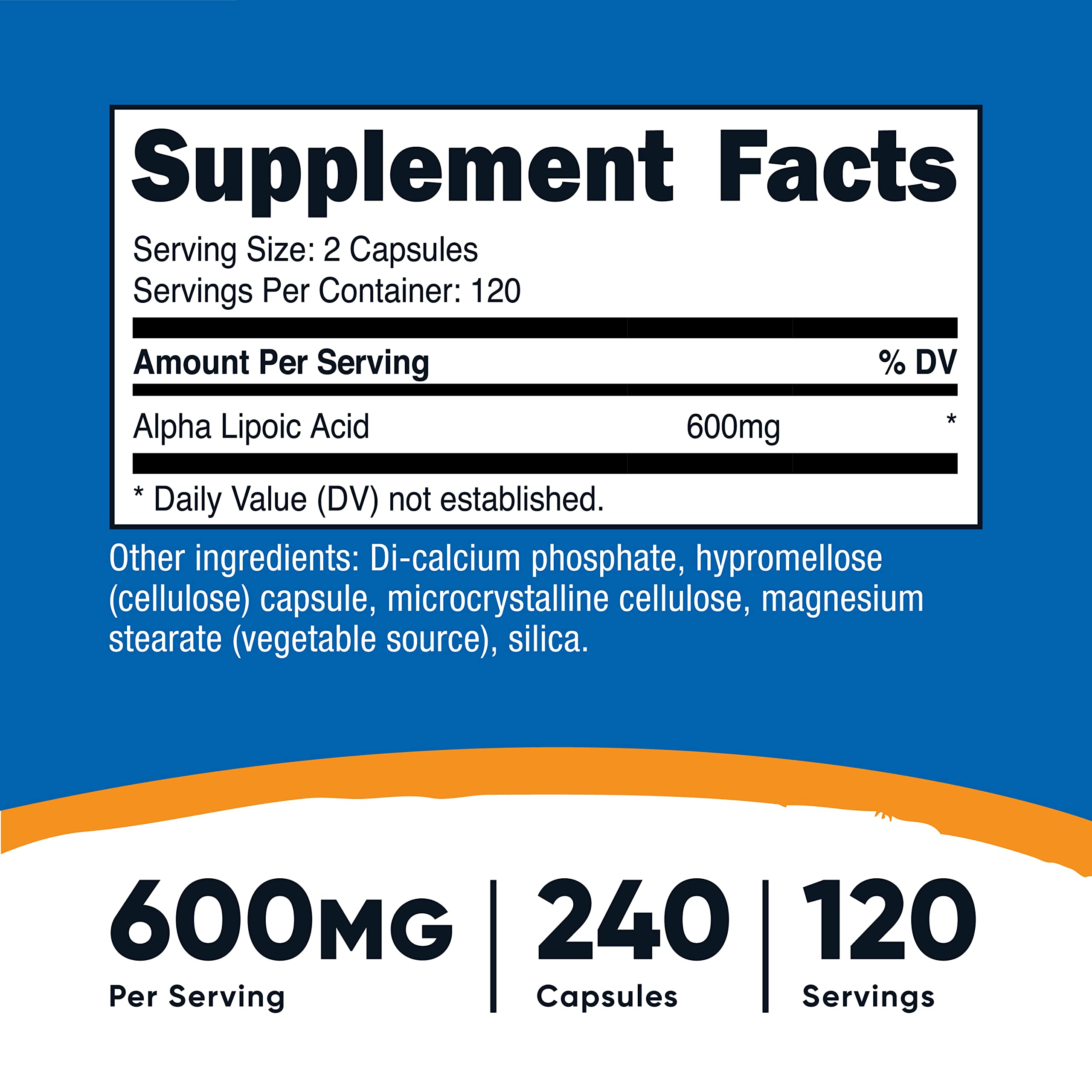 Foto 3 pulgar | Suplemento Nutricost De Ácido Alfa Lipoico 600 Mg 240 Cápsulas - Venta Internacional.