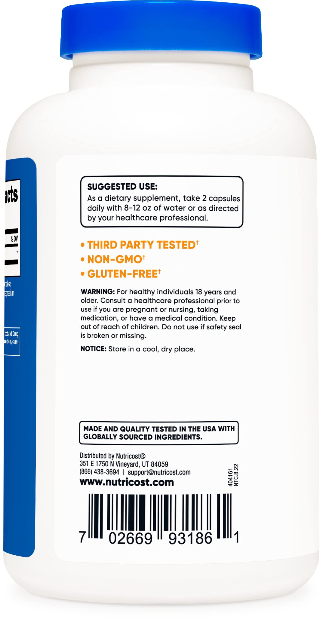 Foto 4 pulgar | Suplemento Nutricost De Ácido Alfa Lipoico 600 Mg 240 Cápsulas - Venta Internacional.