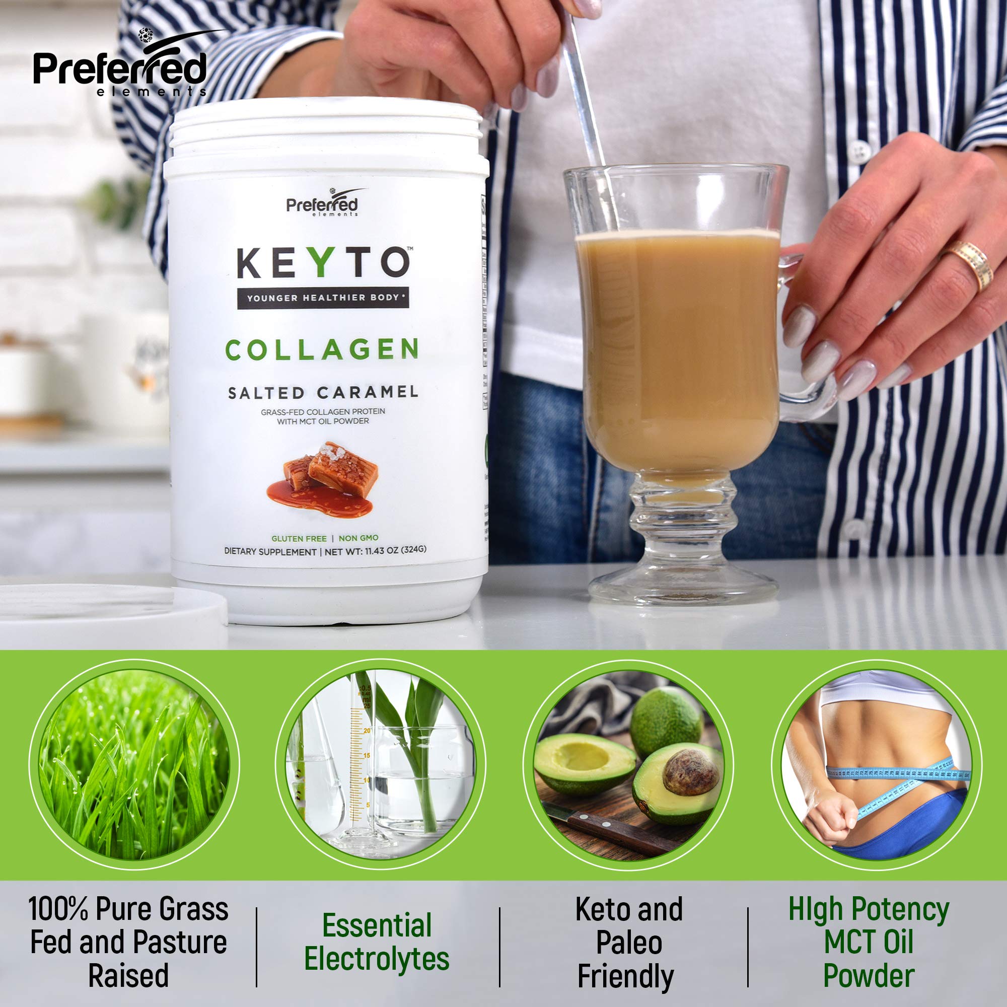 Foto 3 pulgar | Proteína De Colágeno En Polvo Preferred Elements Keto Con Aceite Mct - Venta Internacional.